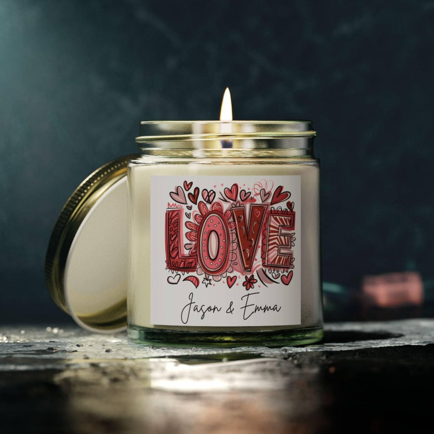 Personalized Retro Love Scented Candle