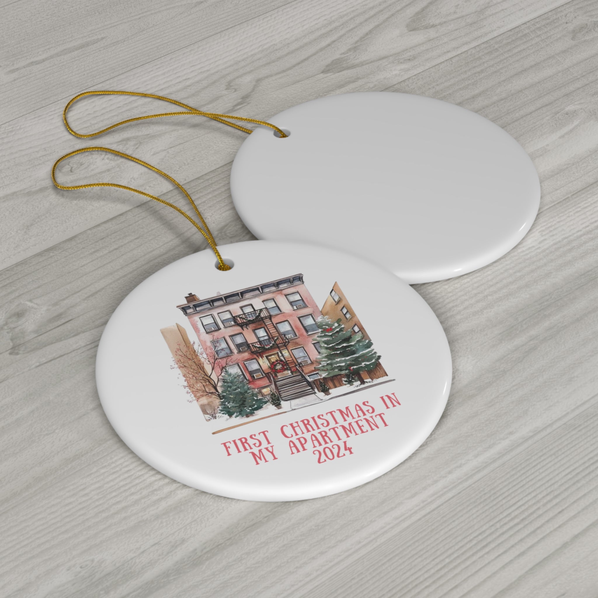 Personalized Ceramic Ornament - First Christmas in My Apartment 2024