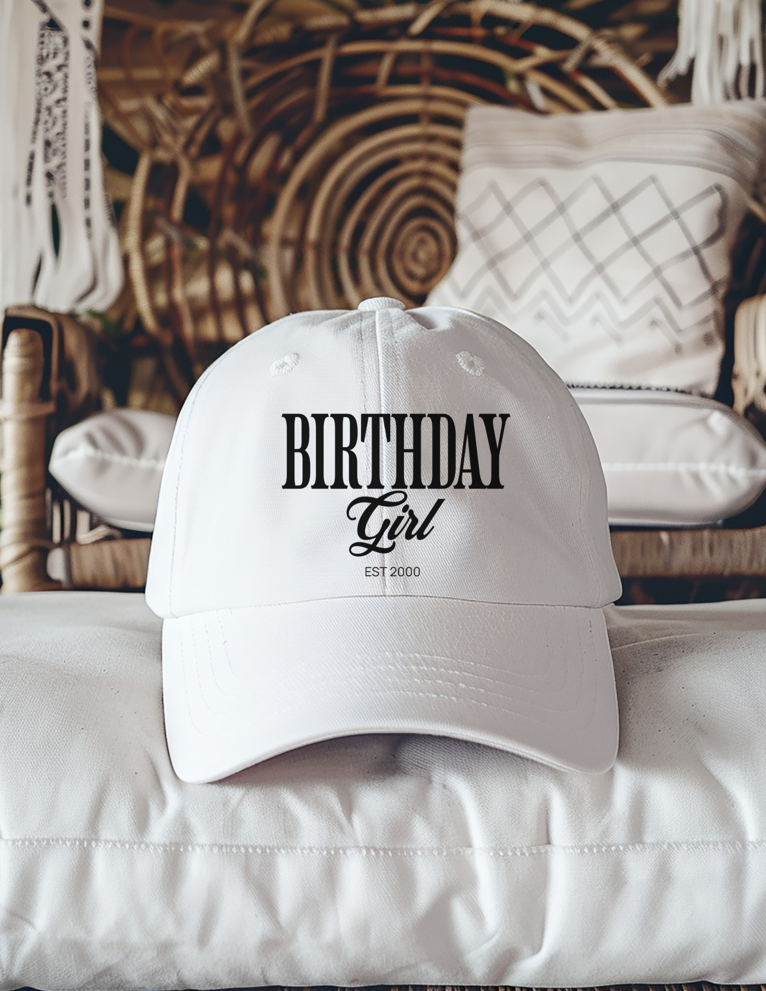 Custom Embroidered Birthday Girl Cap with Birth Year