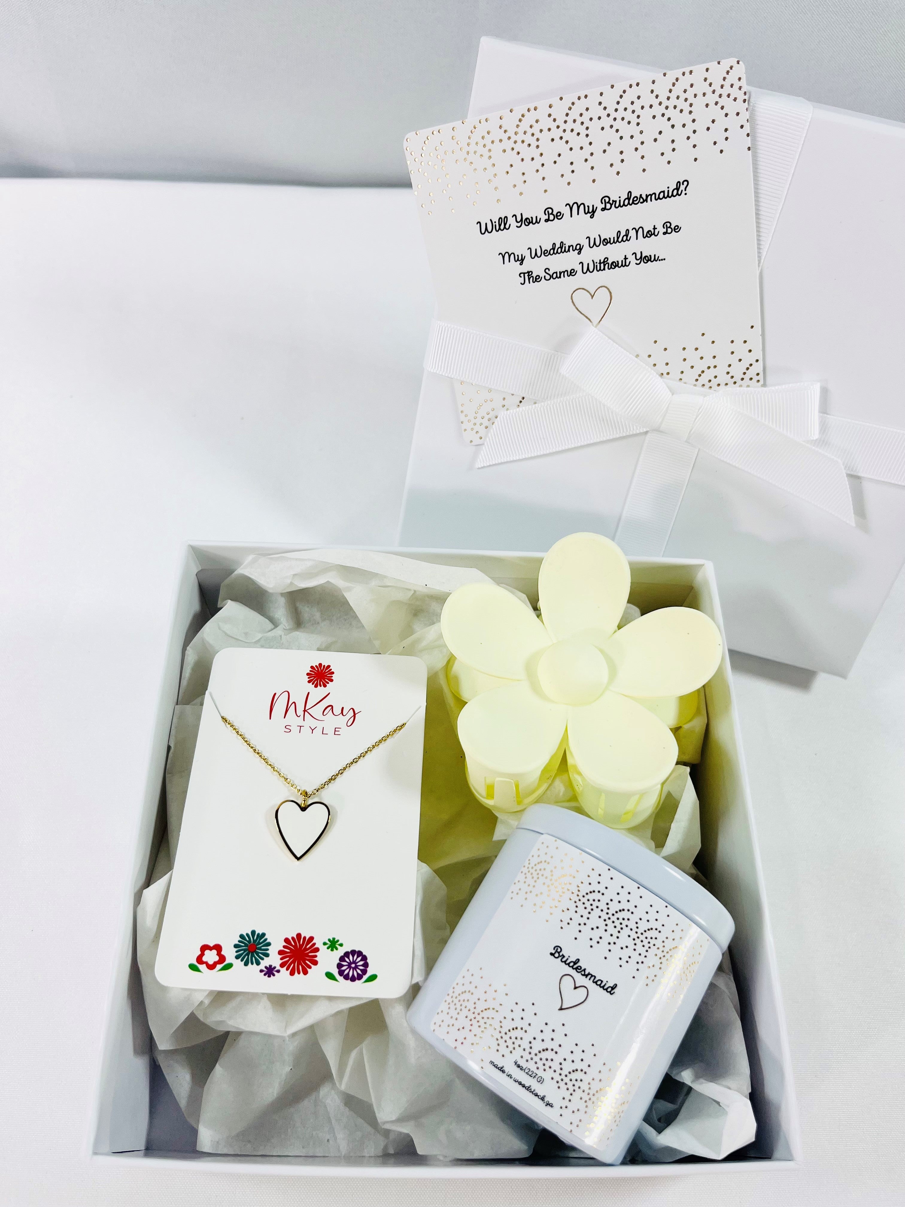 Preppy Bridesmaid Proposal Gift Box White & Gold