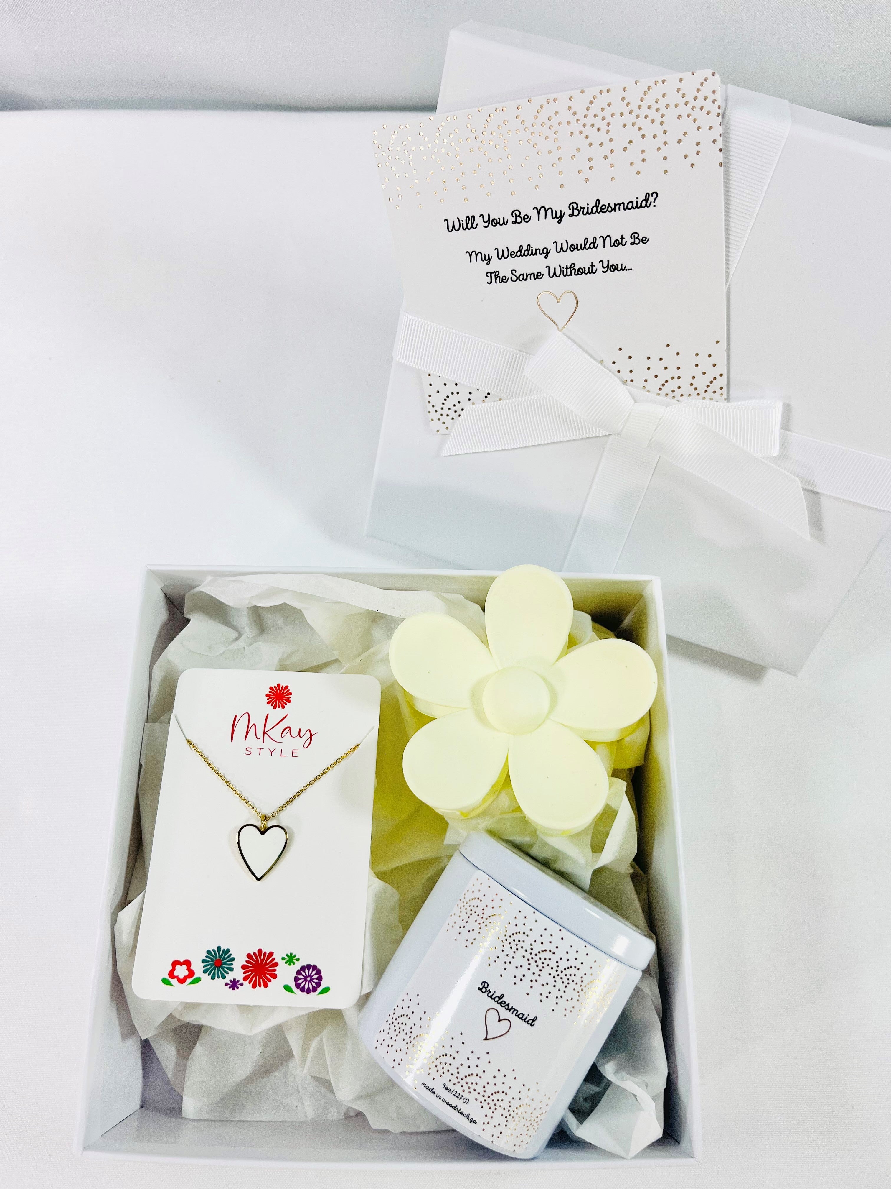 Preppy Bridesmaid Proposal Gift Box White & Gold