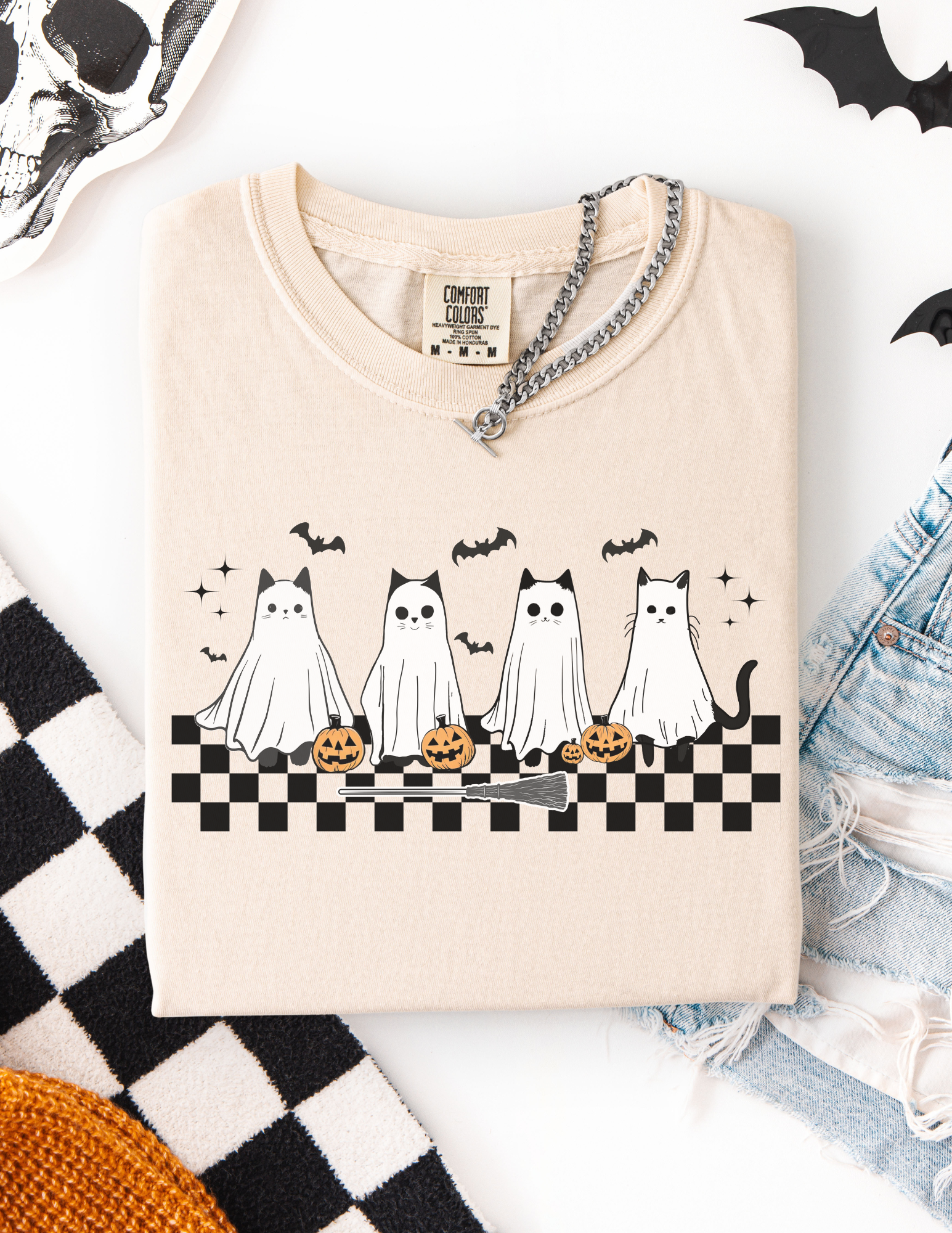 Ghost Black Cat Halloween Shirt