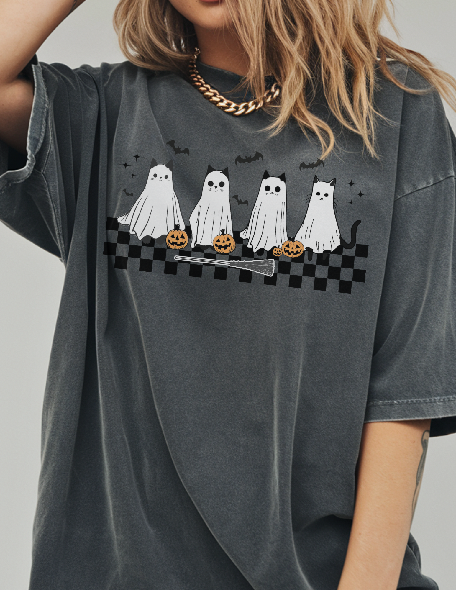 Ghost Black Cat Halloween Shirt