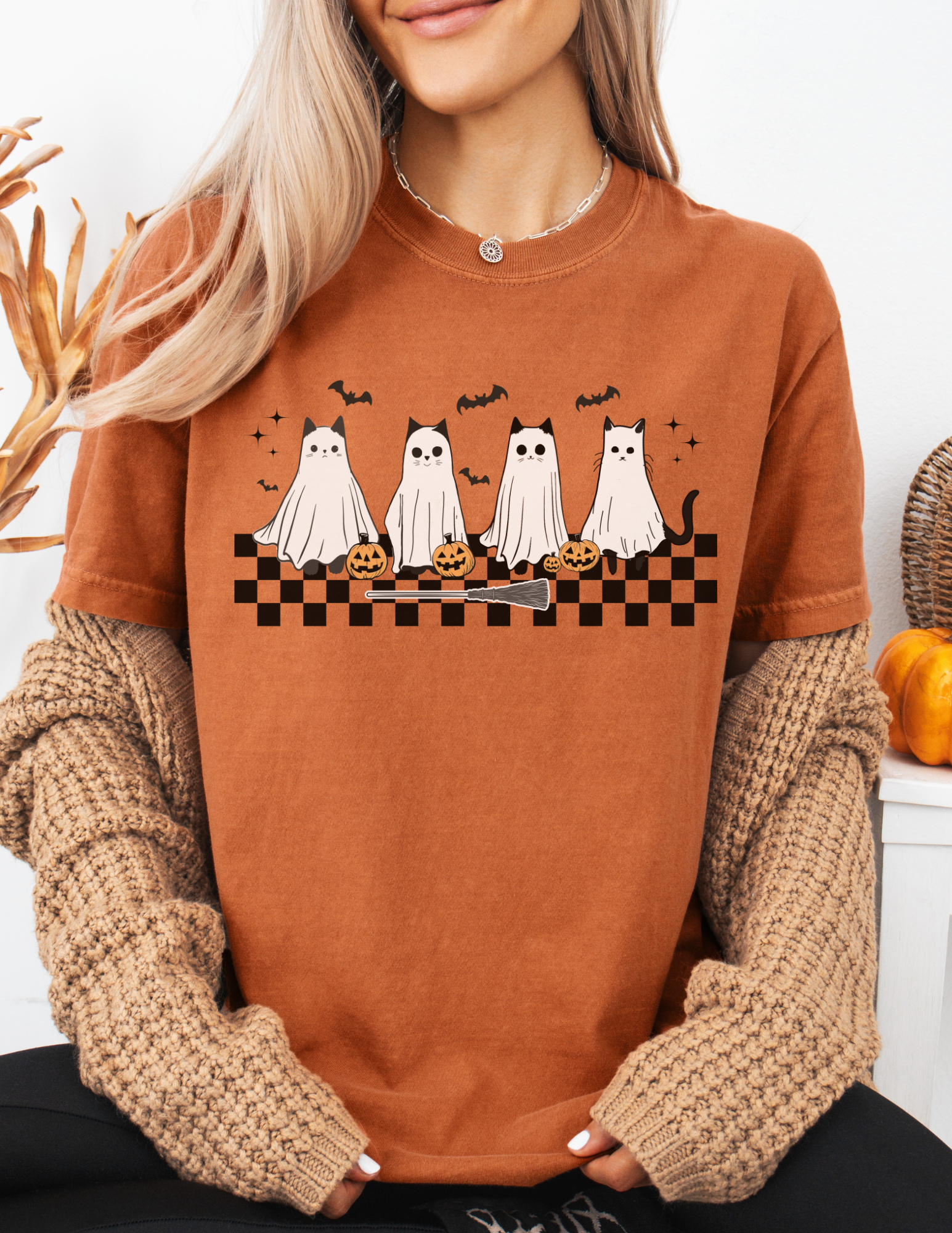 Ghost Black Cat Halloween Shirt