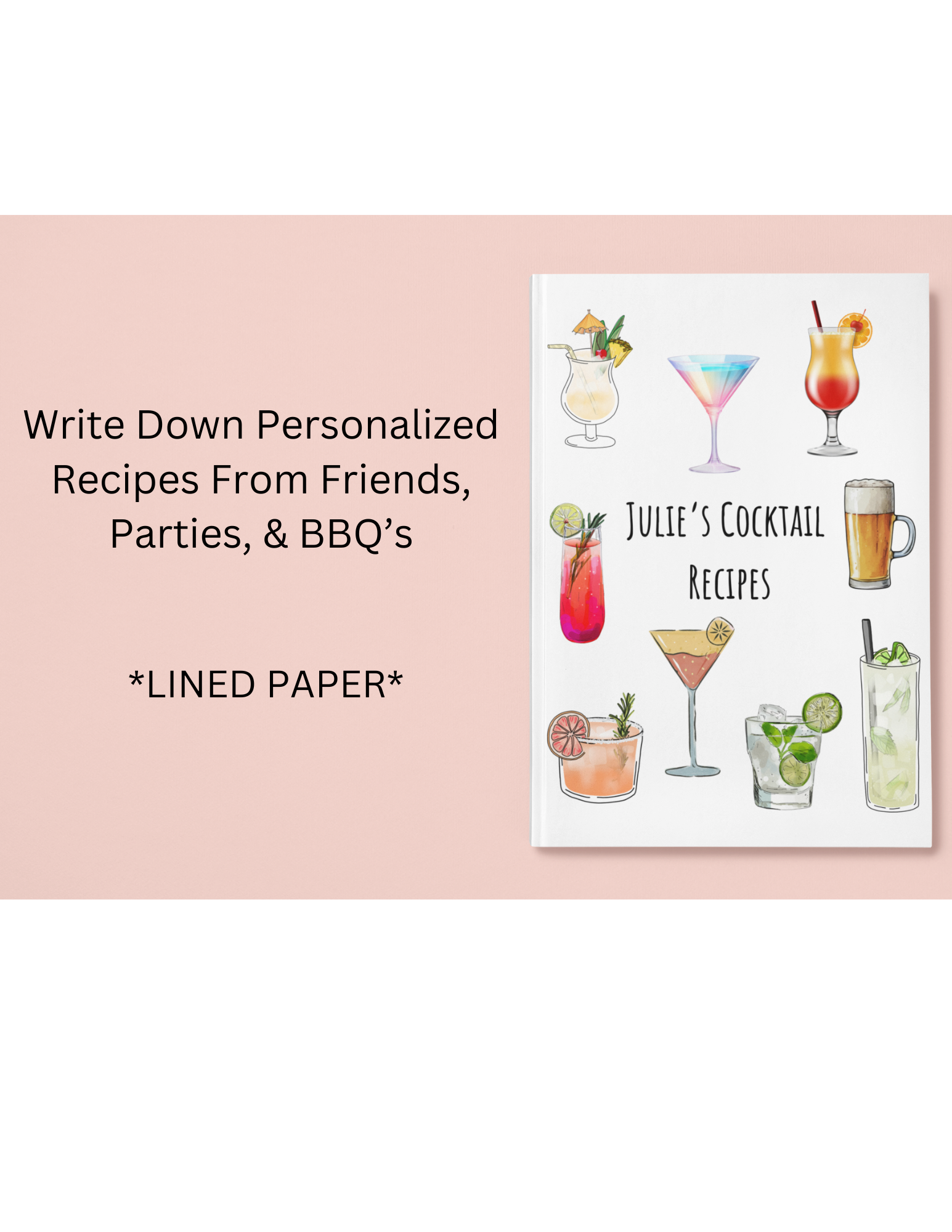 Personalized Cocktail Recipe Notebook