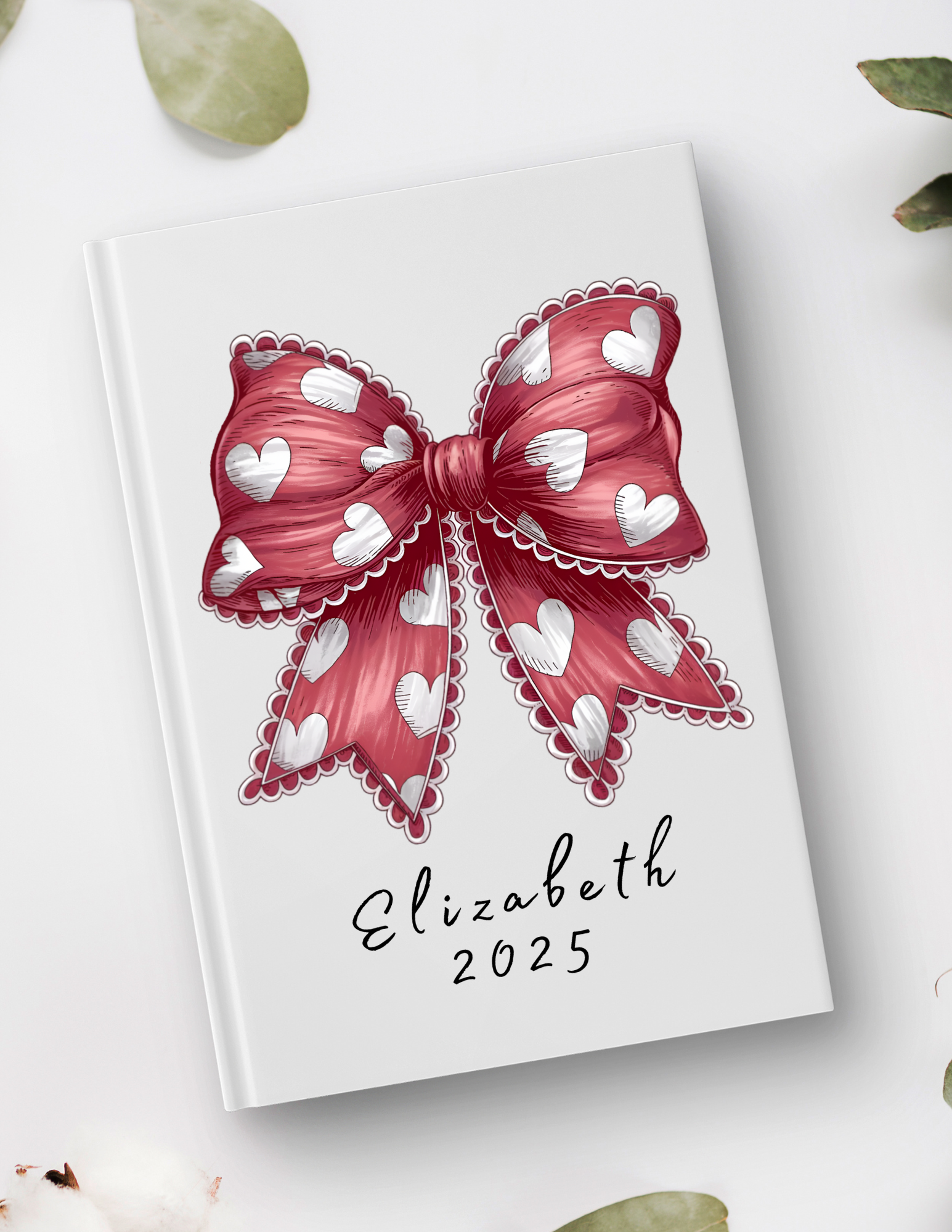 Personalized Coquette Bow Heart Journal