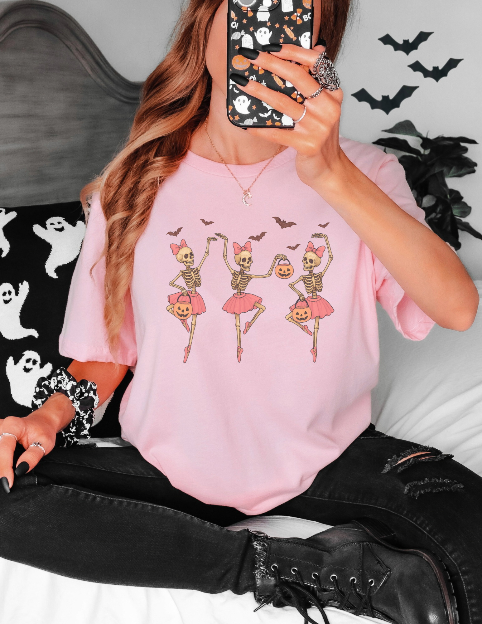 Coquette Girly Dancing Skeleton Shirt