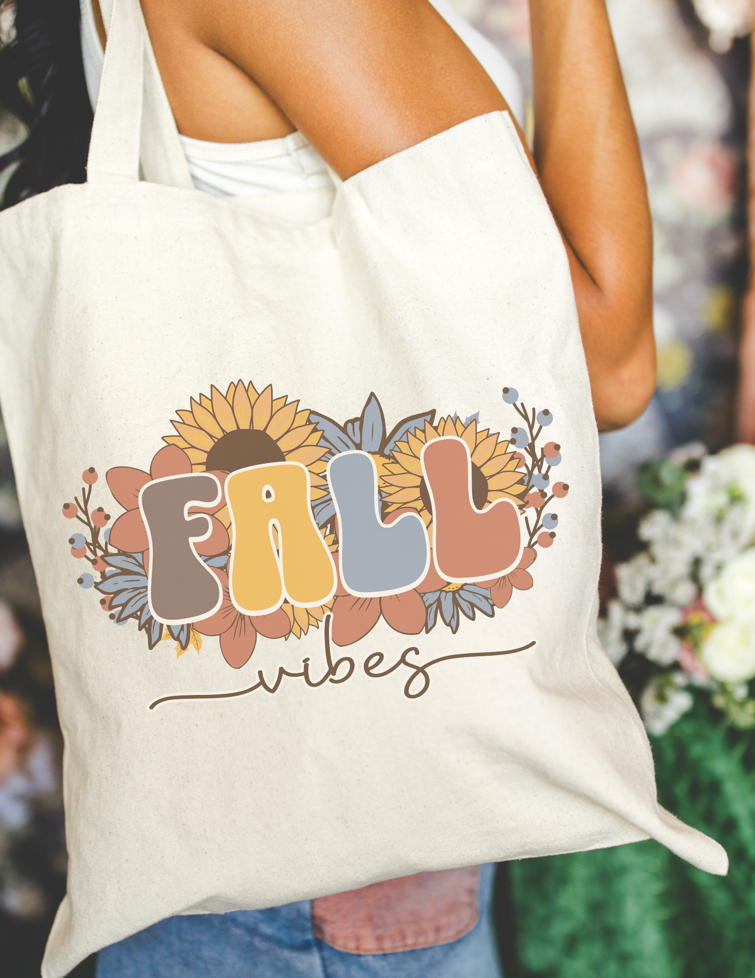 Fall Flower Tote Bag