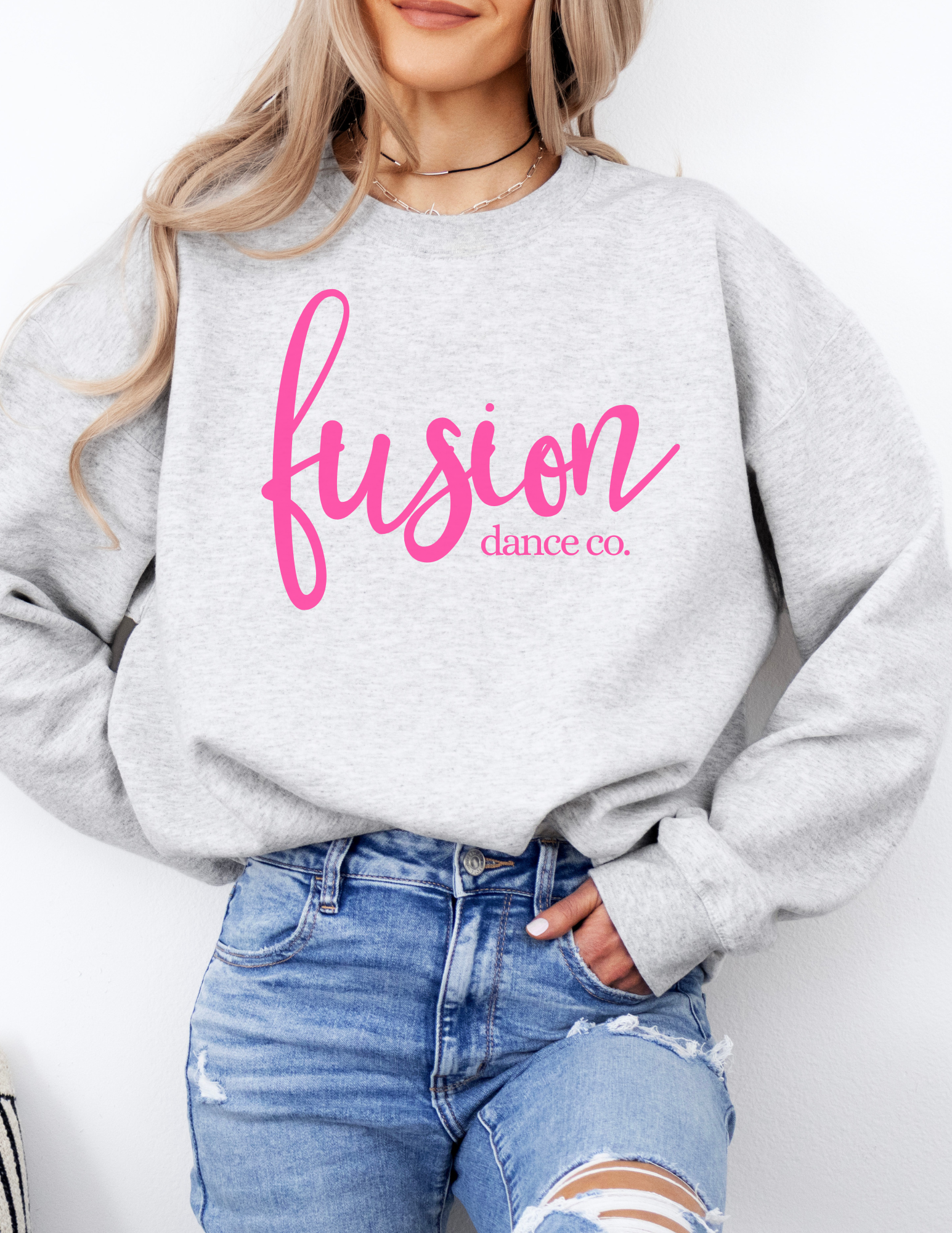 Custom Pink Fusion Dance Co Crewneck & T-Shirt