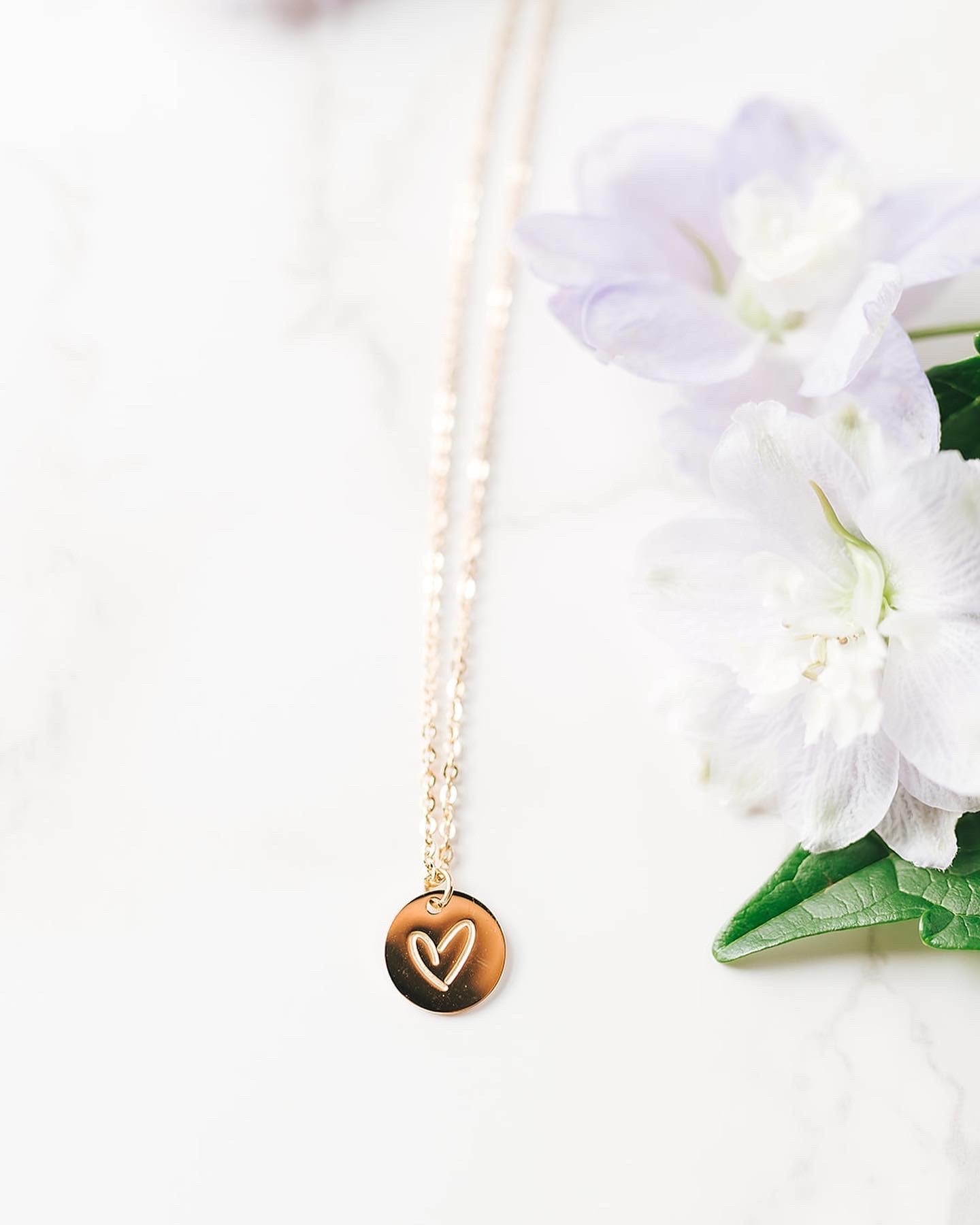 Gold Circle Heart Necklace