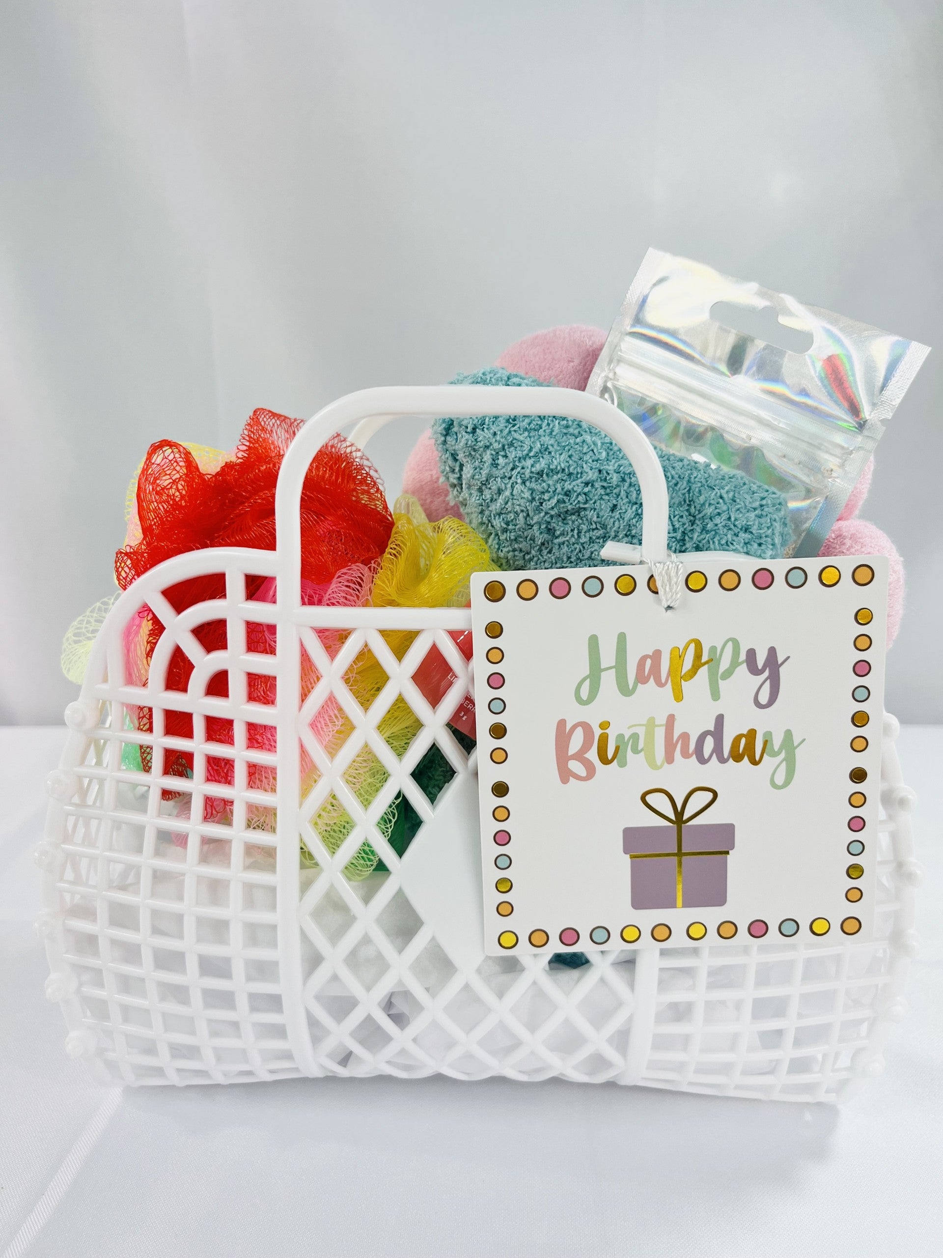 Rainbow Happy Birthday Gift Basket For Girls