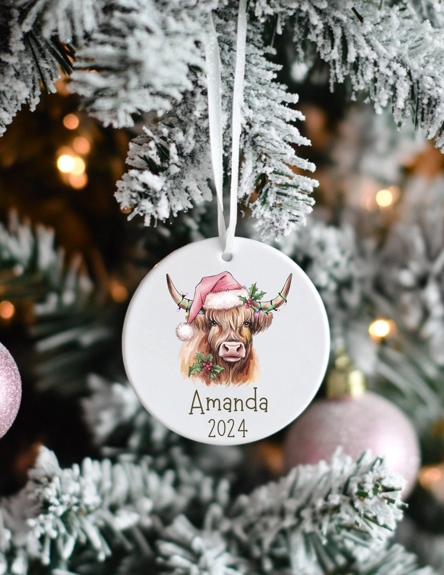 Personalized Highland Cow Ornament