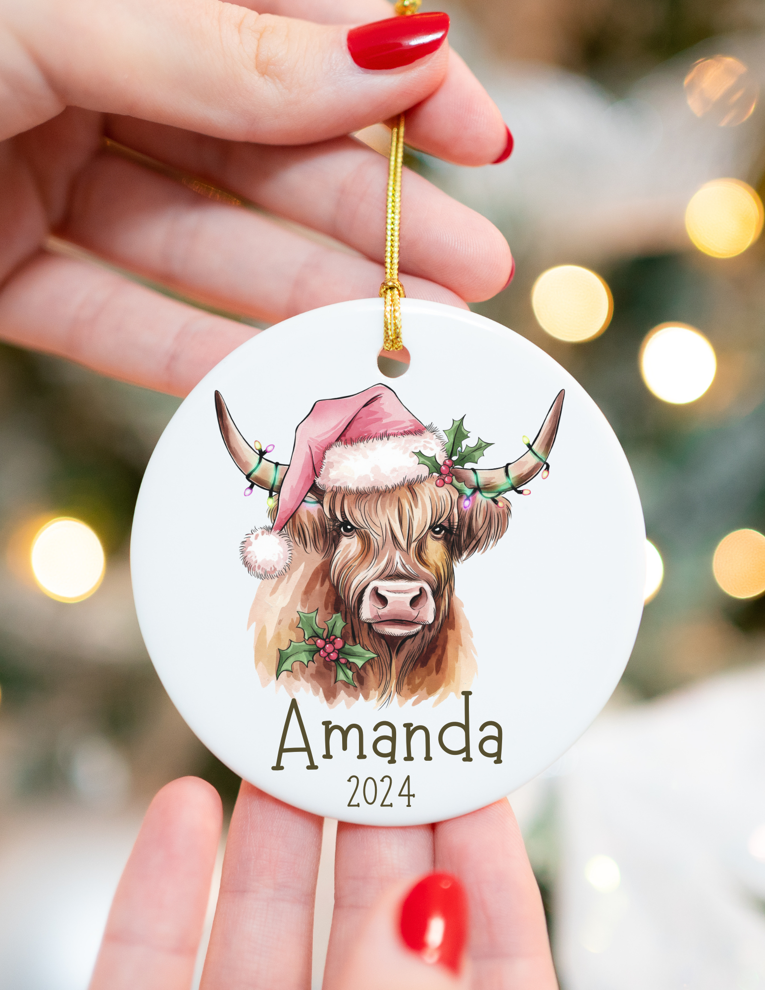 Personalized Highland Cow Ornament