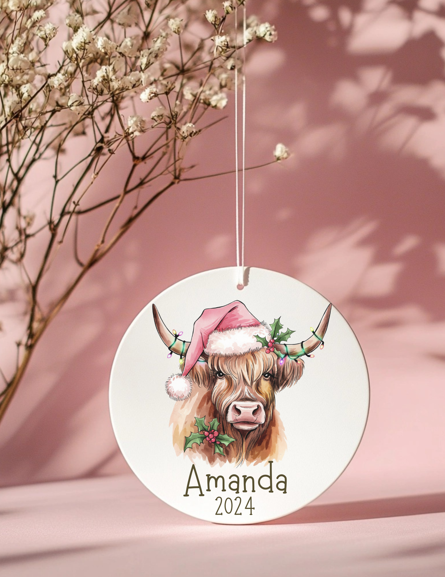 Personalized Highland Cow Ornament