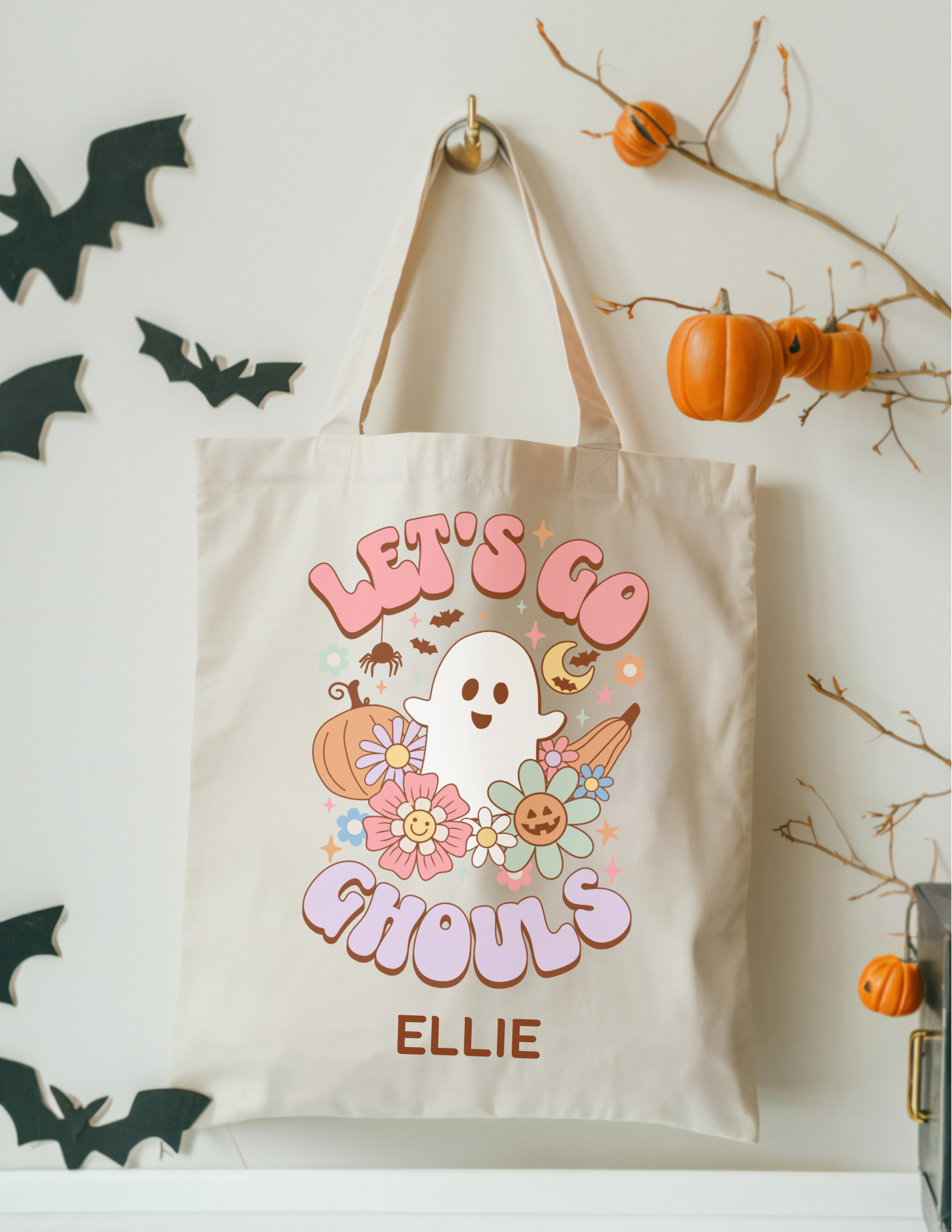 Cute Let’s Go Ghouls Halloween Tote Bag