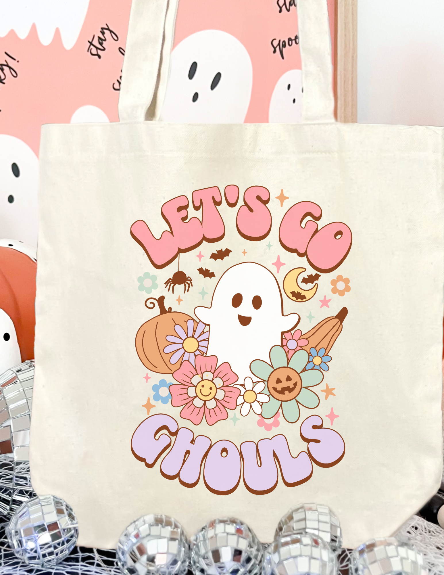 Cute Let’s Go Ghouls Halloween Tote Bag