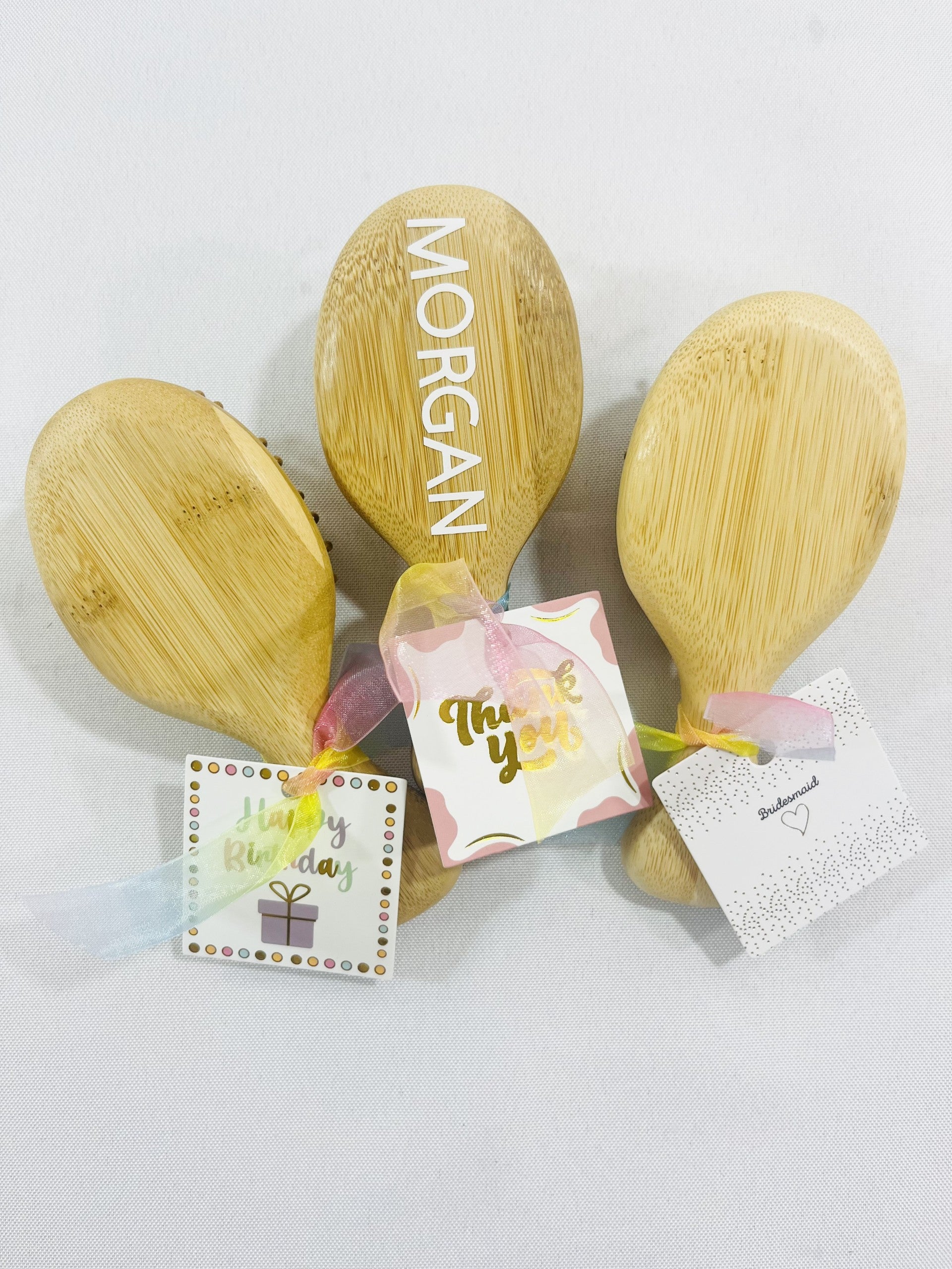 Personalized Mini Bamboo Hair Brush with Travel Bag