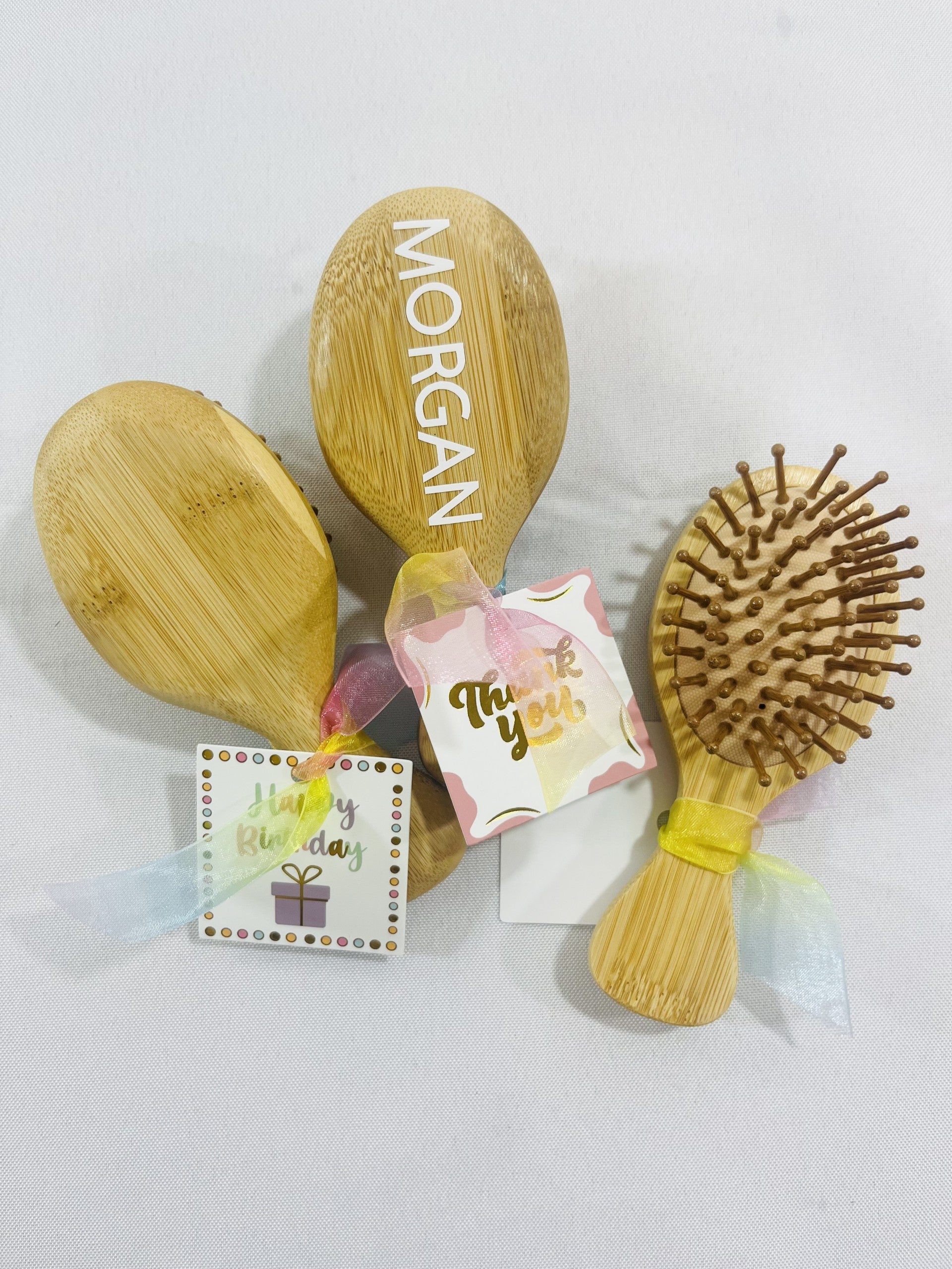 Personalized Mini Bamboo Hair Brush with Travel Bag