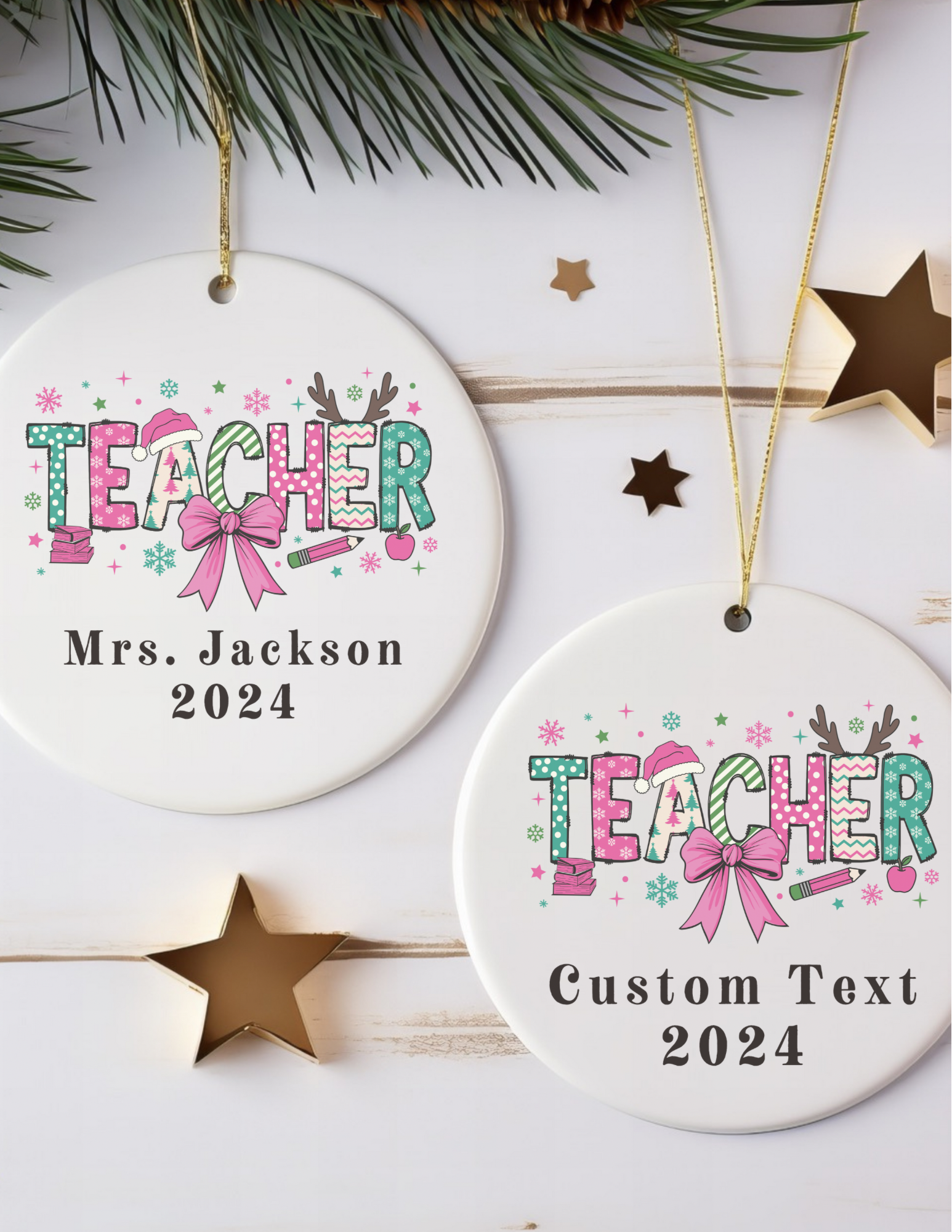 Personalized Teacher Christmas Ornament