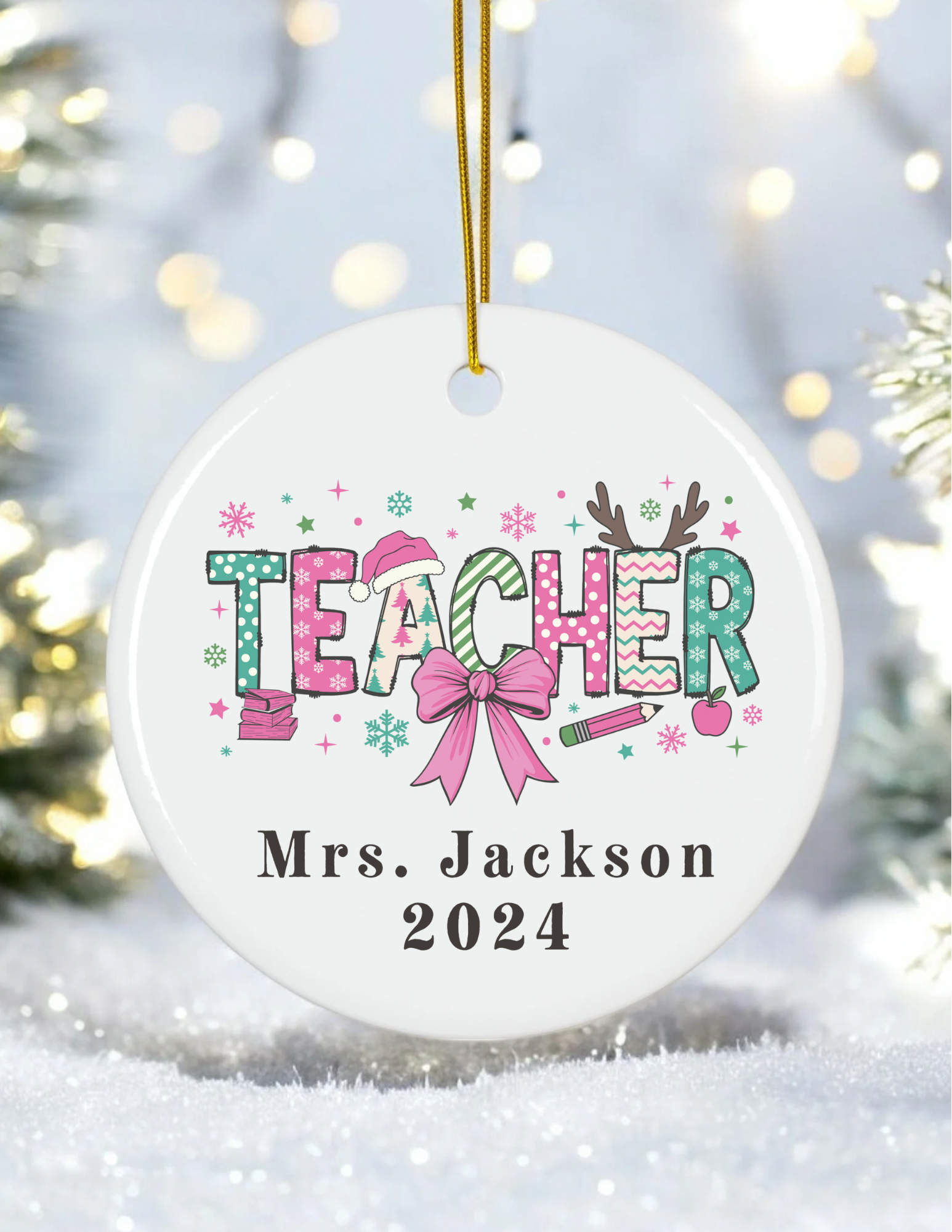 Personalized Teacher Christmas Ornament