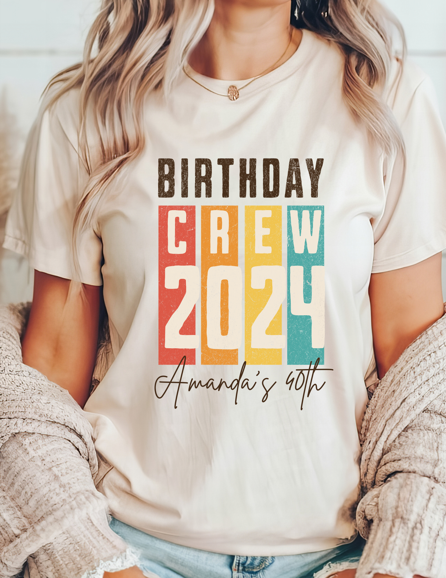 Personalized Retro Birthday Crew Shirt
