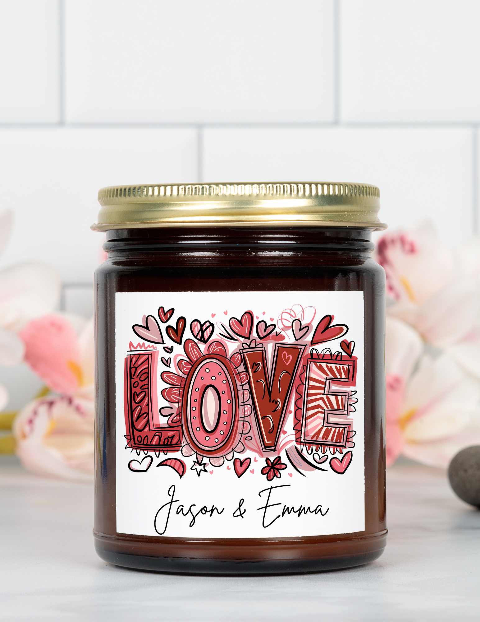 Personalized Retro Love Scented Candle