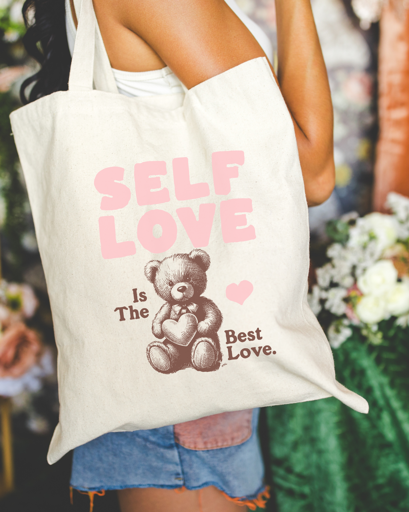 Self Love Teddy Bear Tote