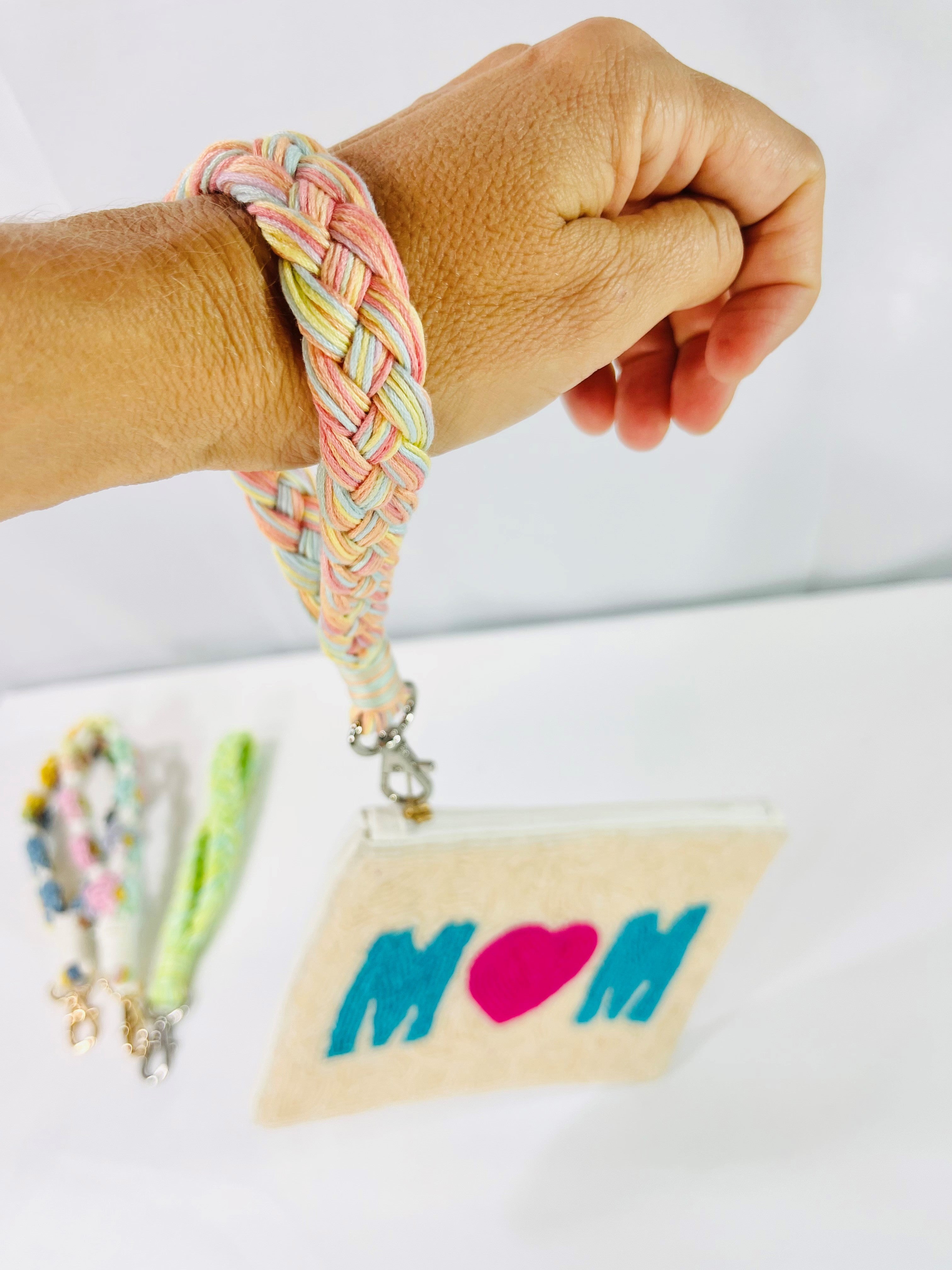 Wristlet Keychains- Braided Cotton & Macrame