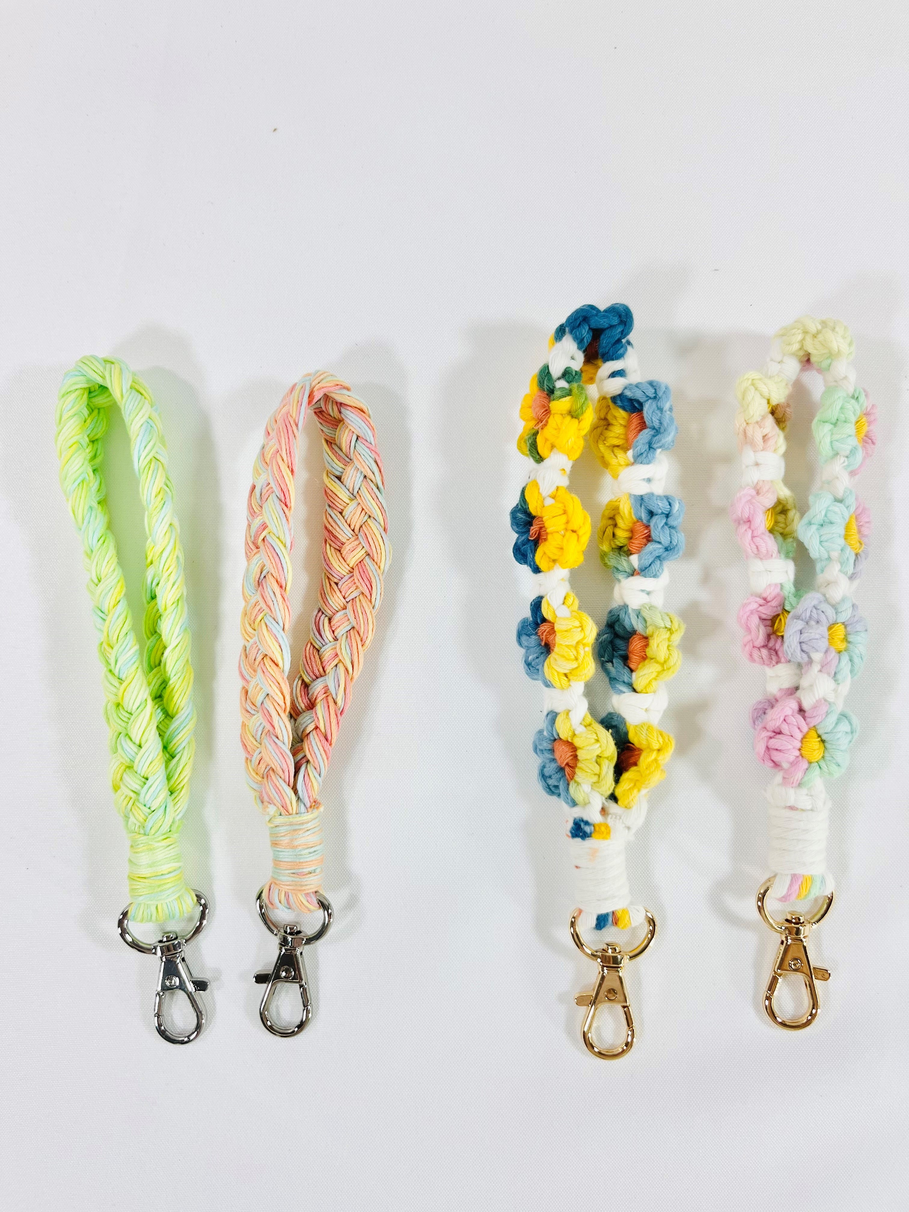 Wristlet Keychains- Braided Cotton & Macrame