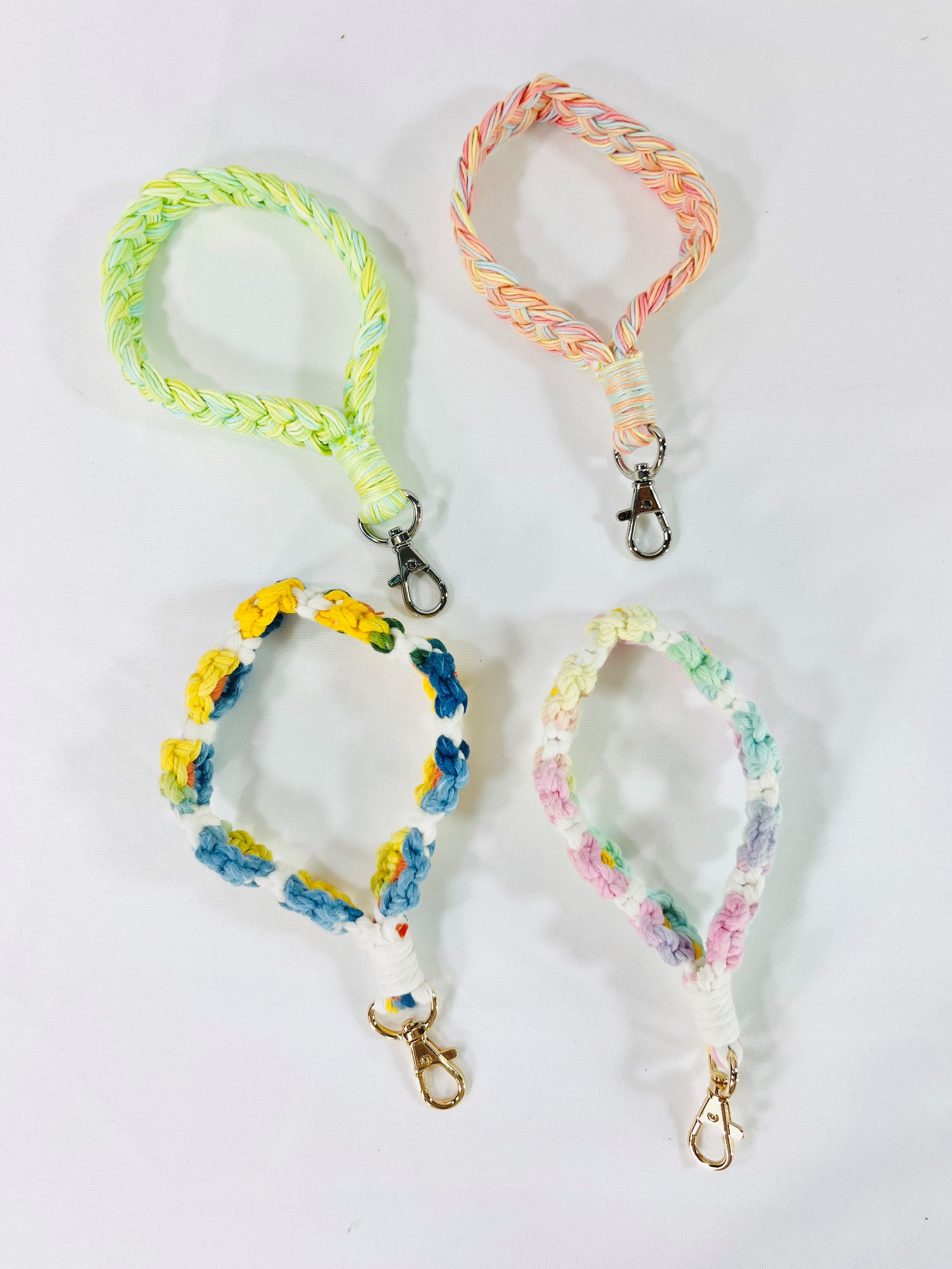 Wristlet Keychains- Braided Cotton & Macrame