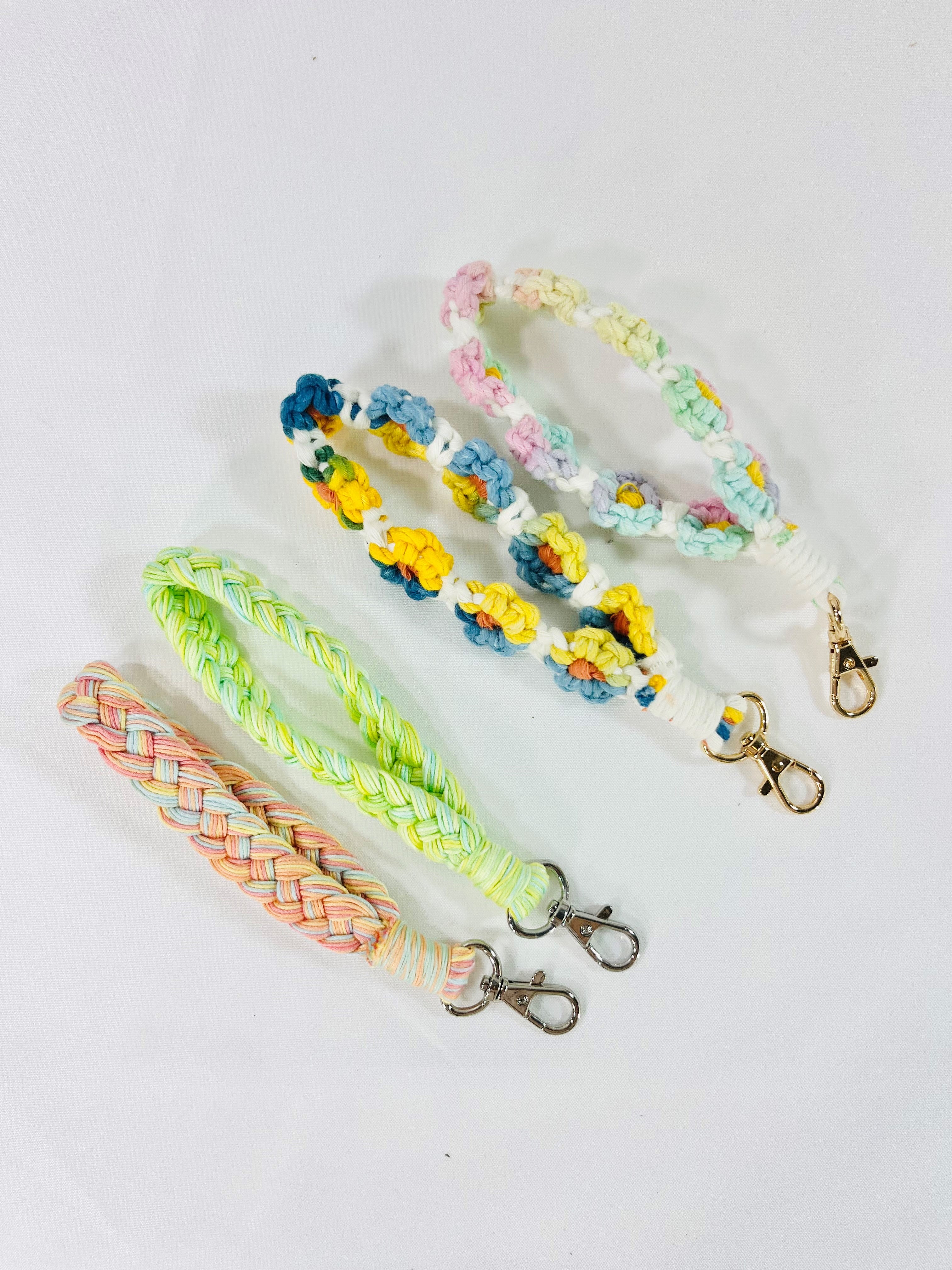 Wristlet Keychains- Braided Cotton & Macrame