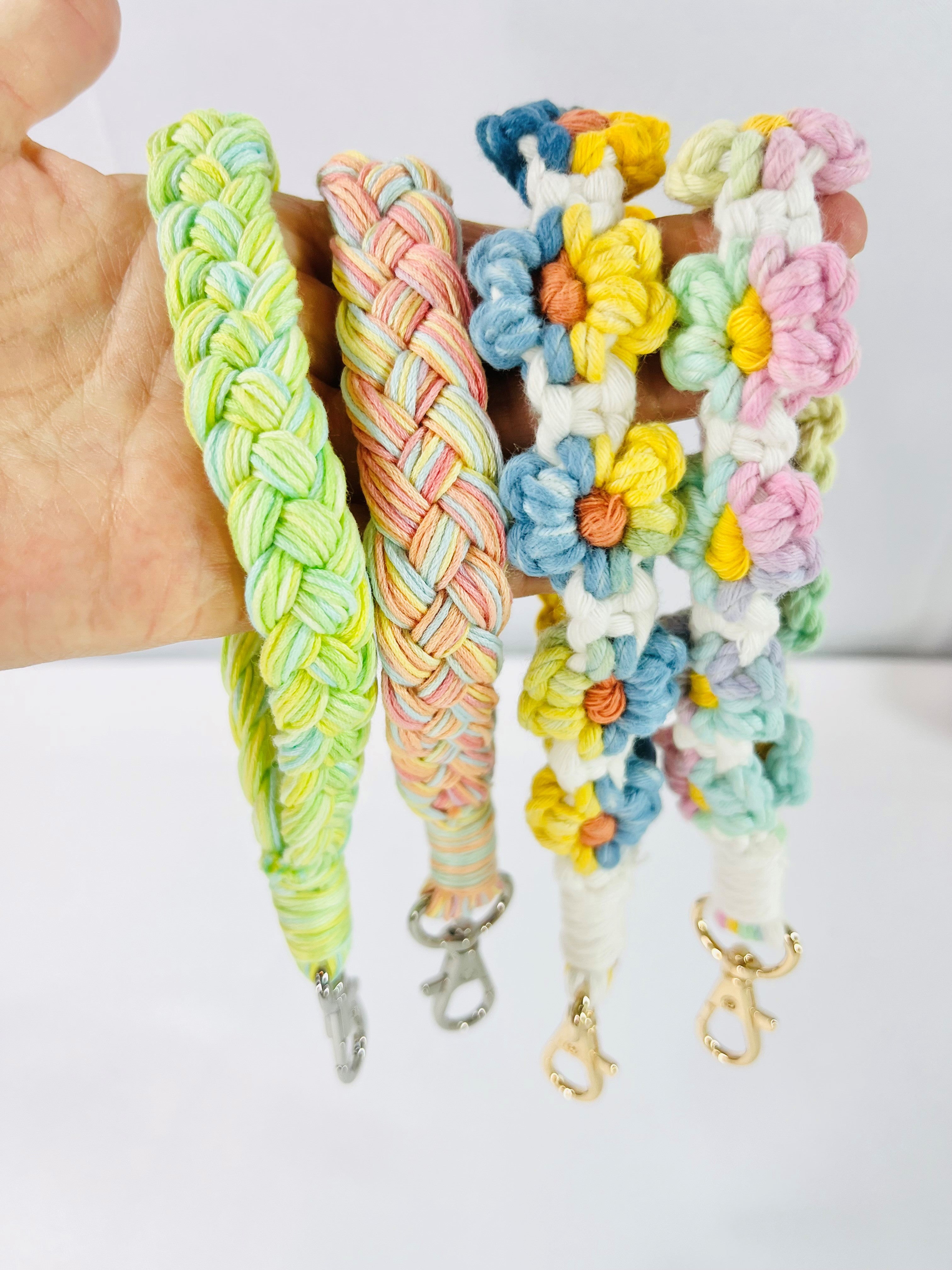 Wristlet Keychains- Braided Cotton & Macrame