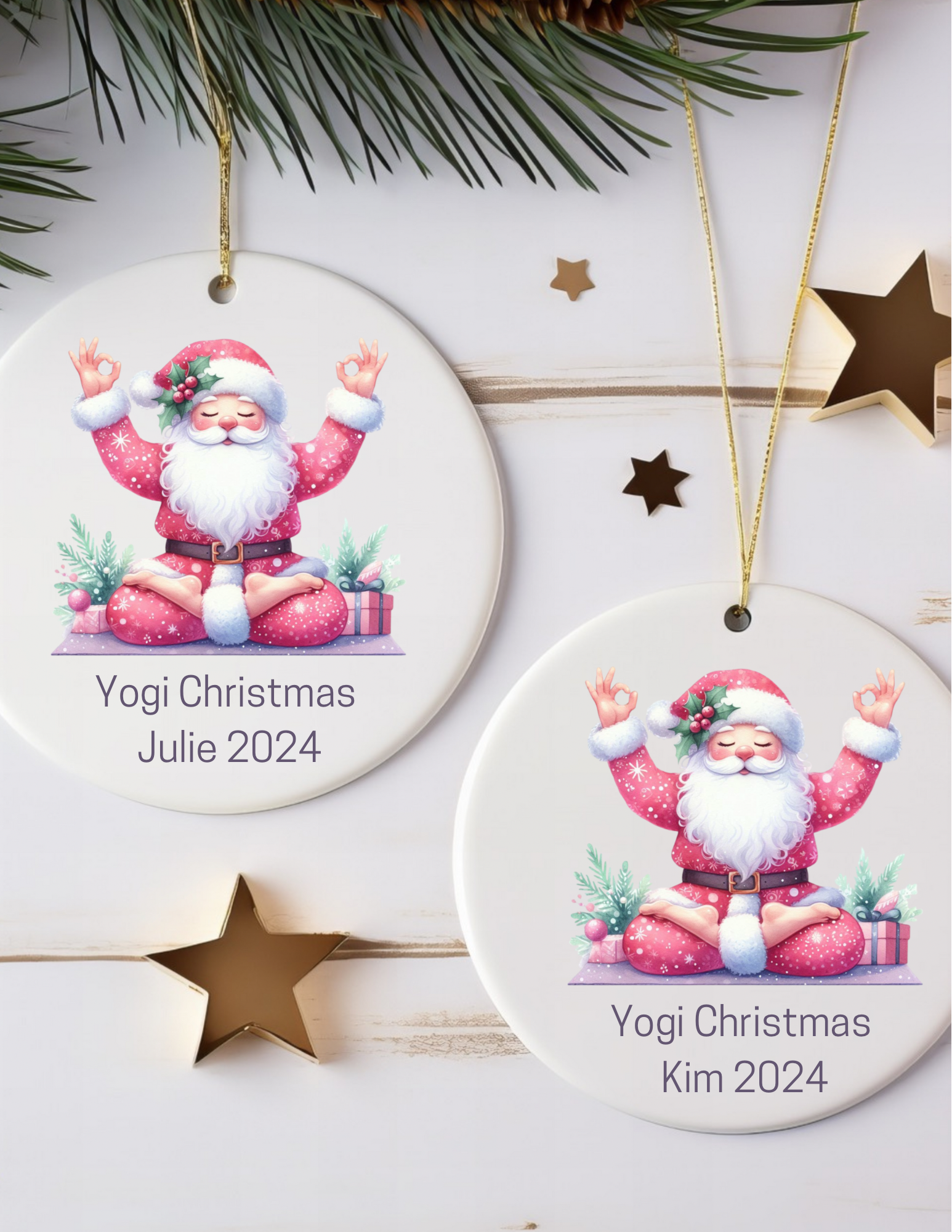 Yoga Santa Christmas Ornament