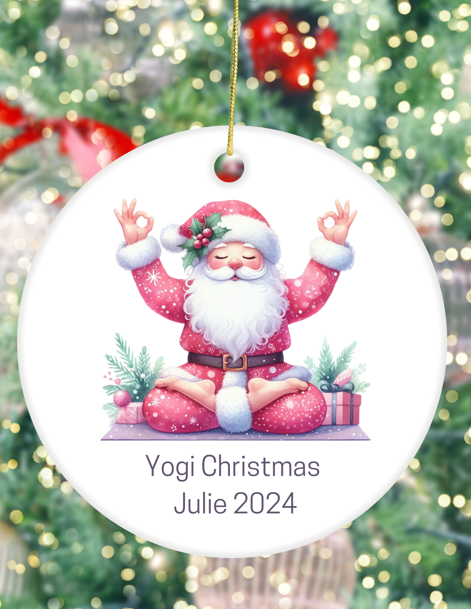 Yoga Santa Christmas Ornament