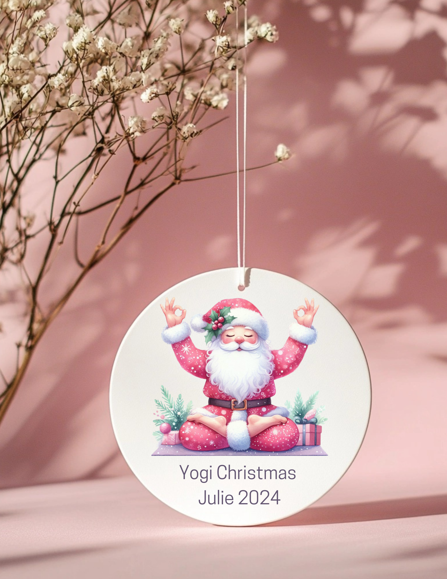 Yoga Santa Christmas Ornament