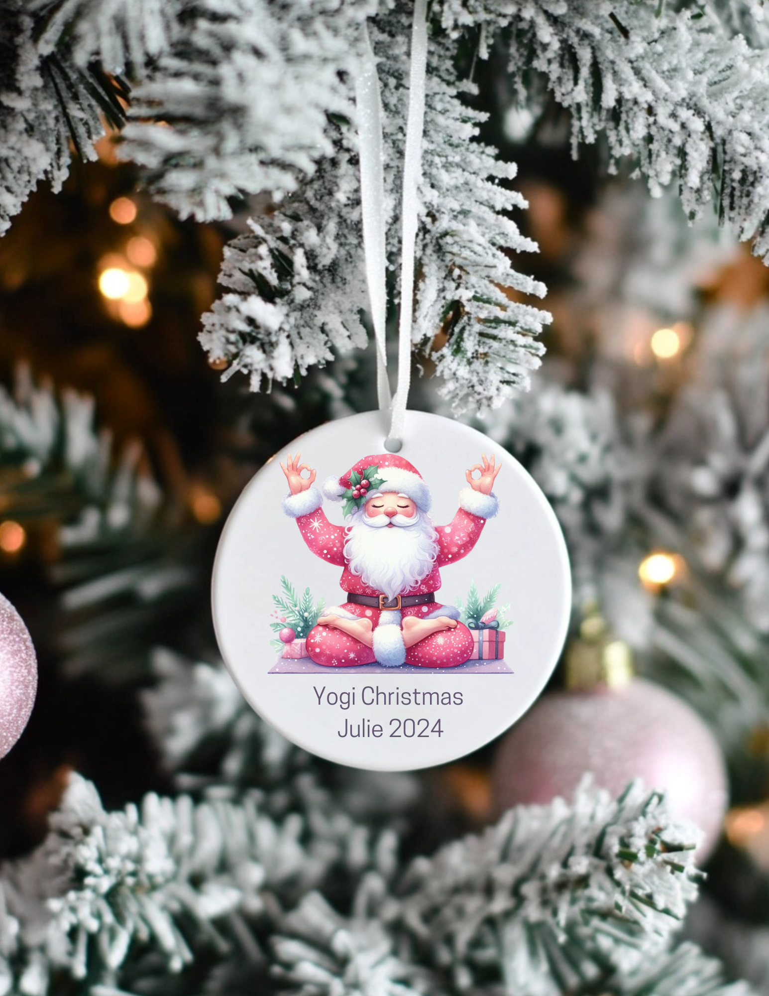 Yoga Santa Christmas Ornament