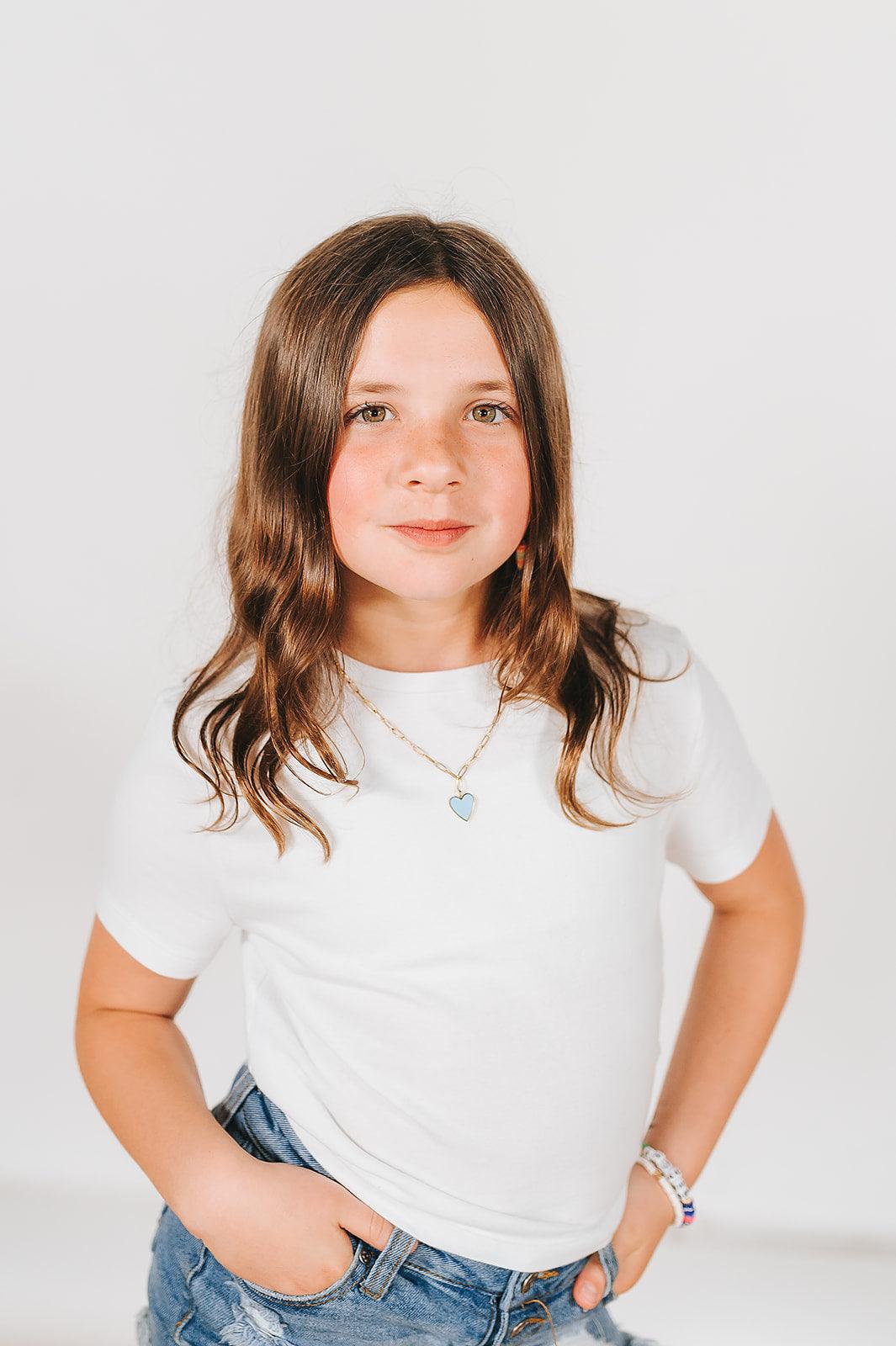 Light Blue Heart Gold Chain Necklace - Mkay Style