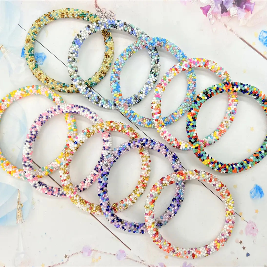 Pinky Beaded Stackable Bracelet Set - Mkay Style