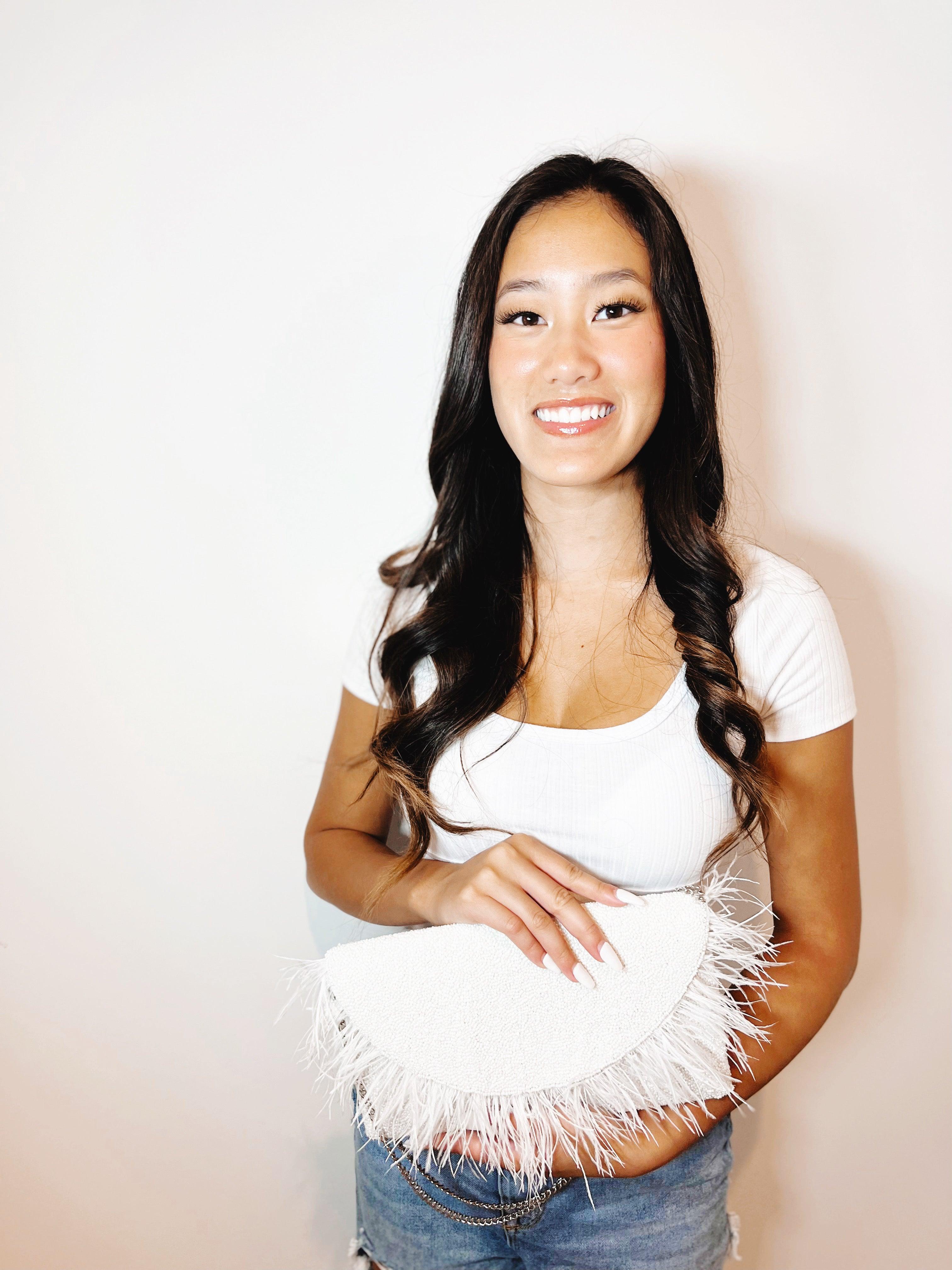The White Beaded Party Clutch - Mkay Style