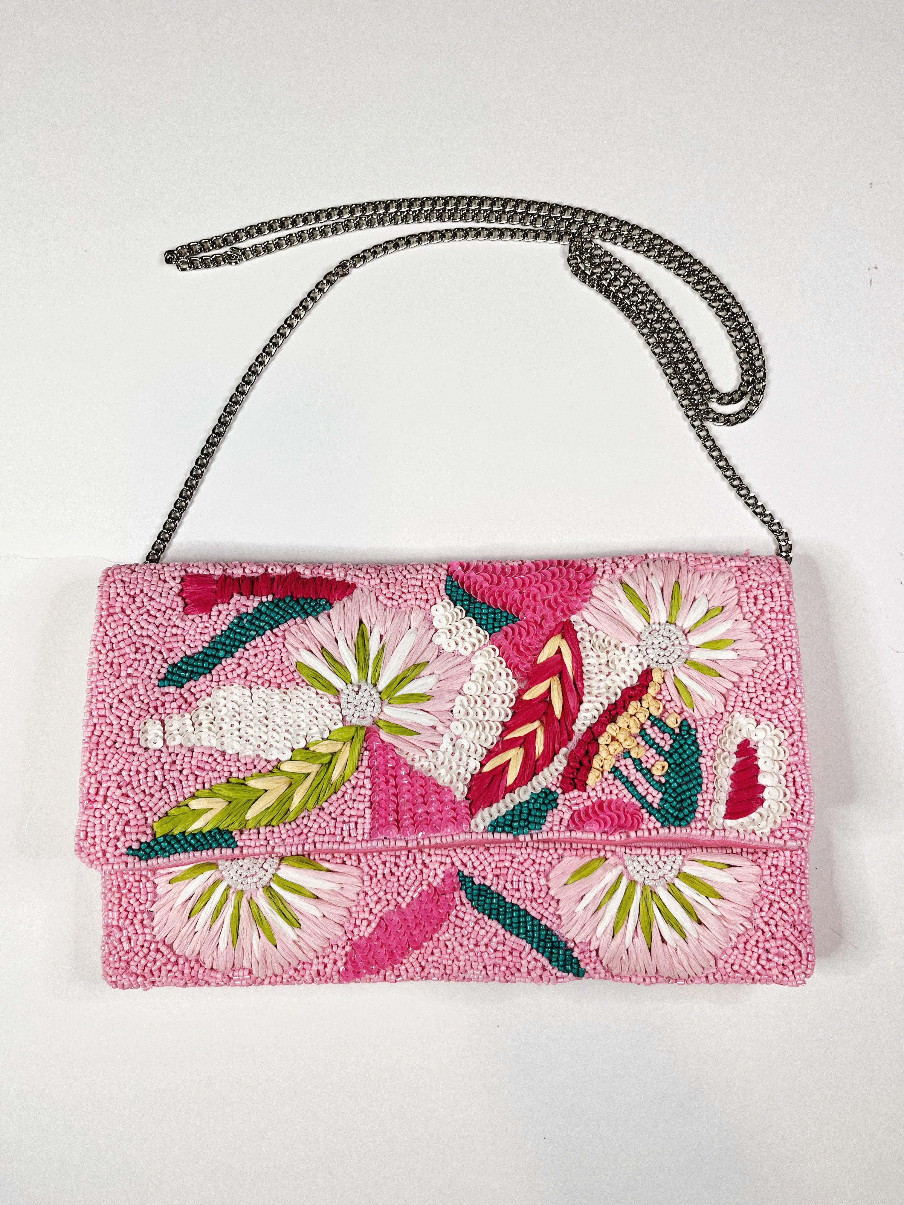 Pink Tropical Beaded Clutch - Mkay Style
