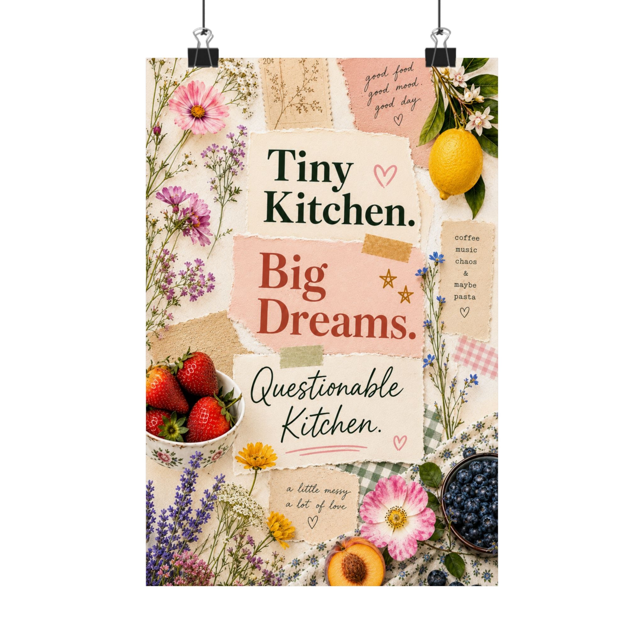 Tiny Kitchen Big Dreams Poster | Matte Vertical Poster, Kitchen Wall Art
