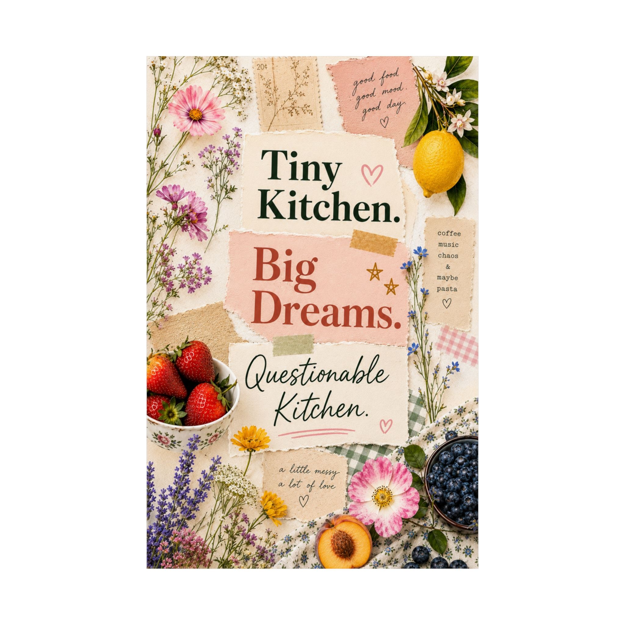 Tiny Kitchen Big Dreams Poster | Matte Vertical Poster, Kitchen Wall Art