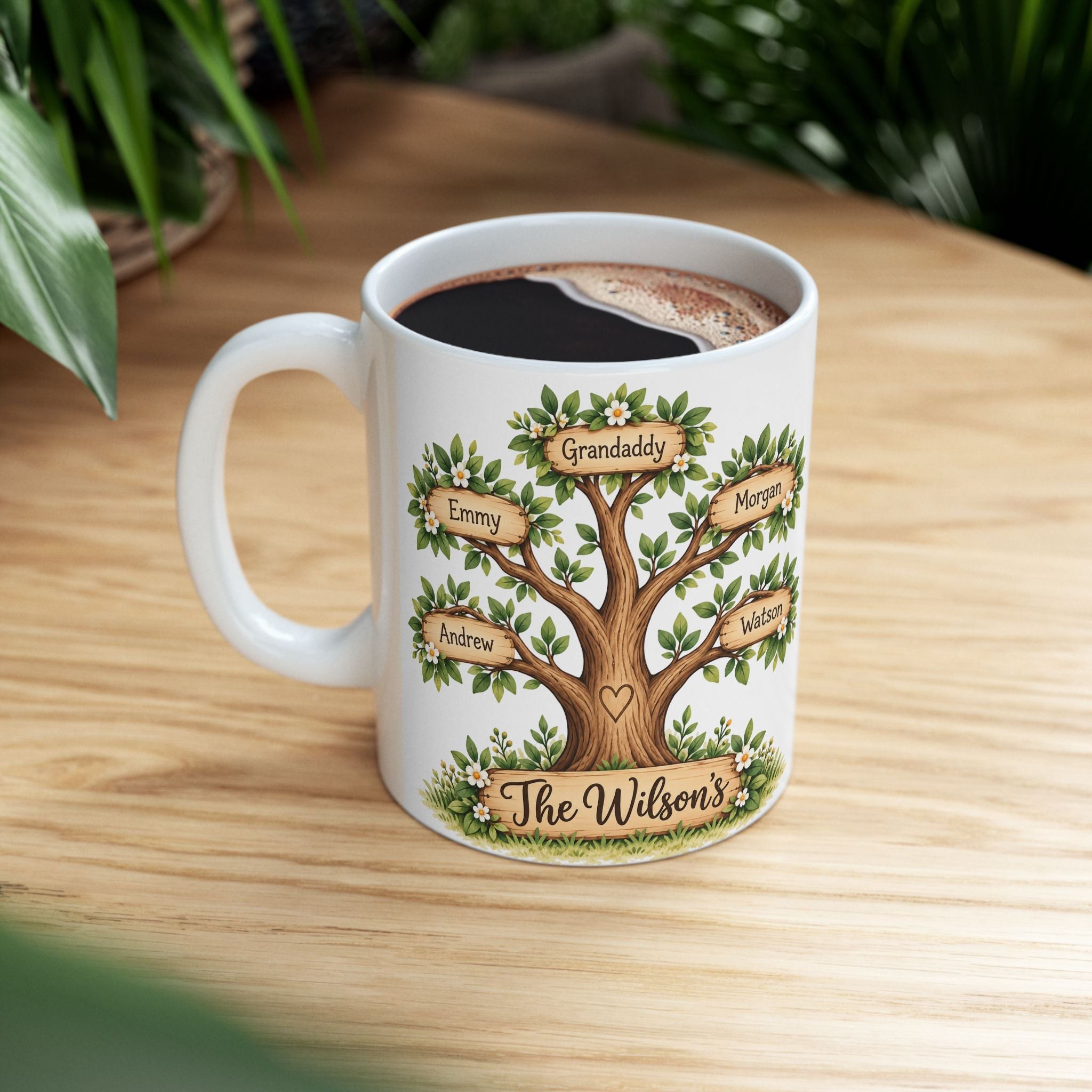 Custom Family Tree Name Mug, Family Personalized Ceramic Name Coffee Cup, Family Name Gift Idea, Grandparent Gift, Parent Gift, Family Gift