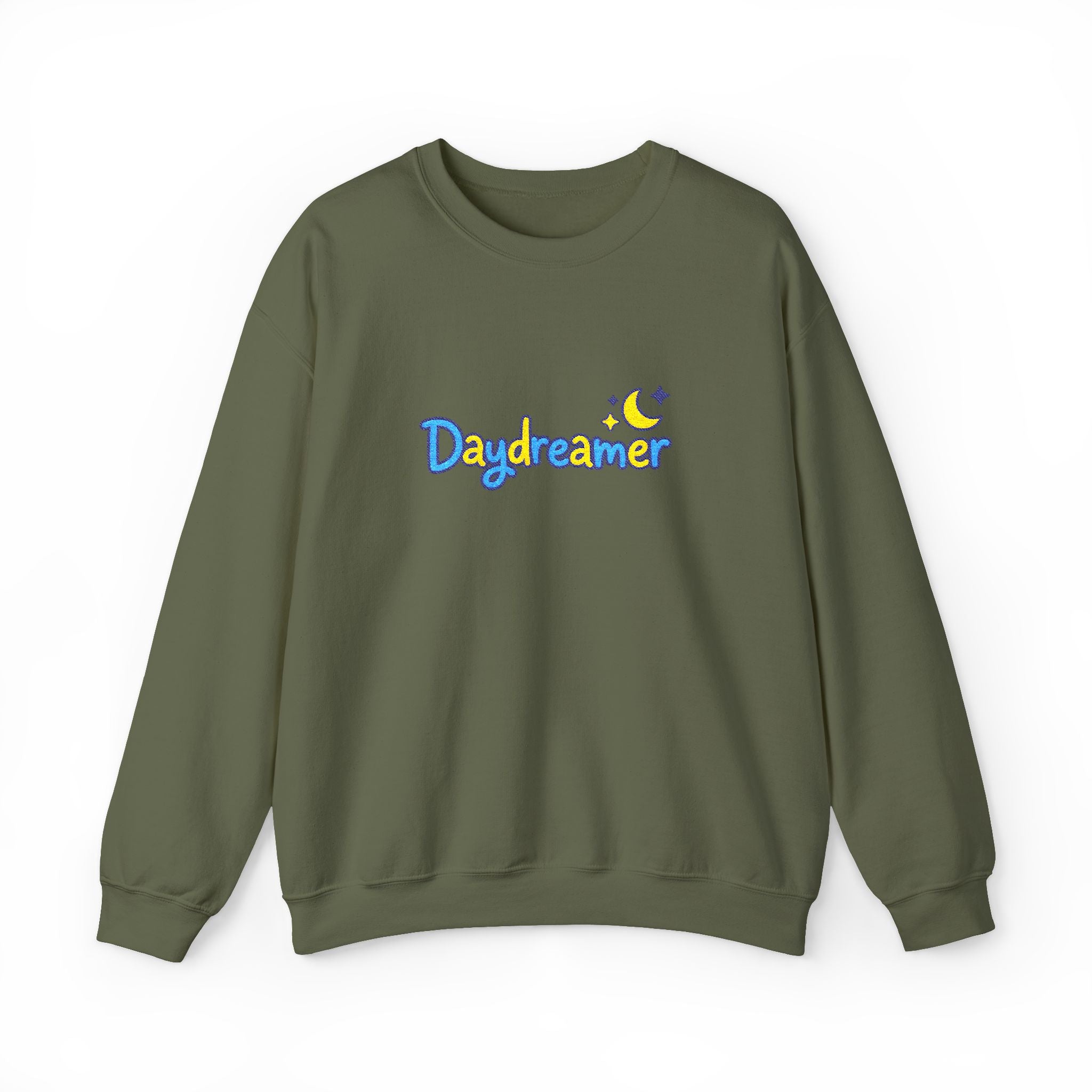 Daydreamer Embroidered Crewneck Sweatshirt with Moon and Stars Design, Day Dreamer Gift for Dreamers