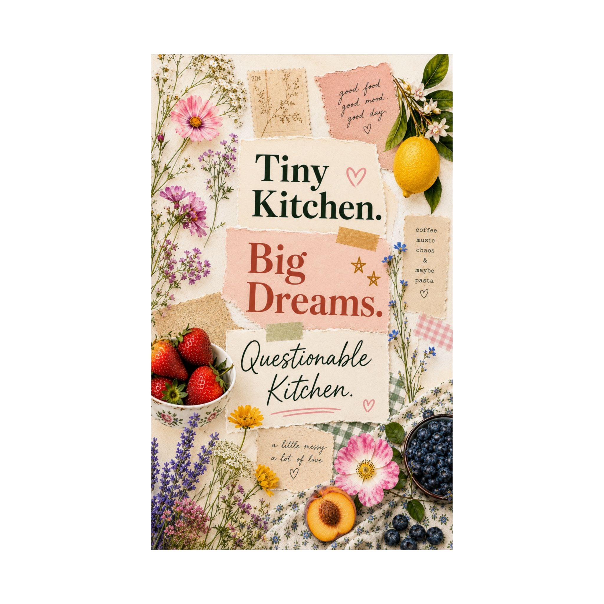 Tiny Kitchen Big Dreams Poster | Matte Vertical Poster, Kitchen Wall Art
