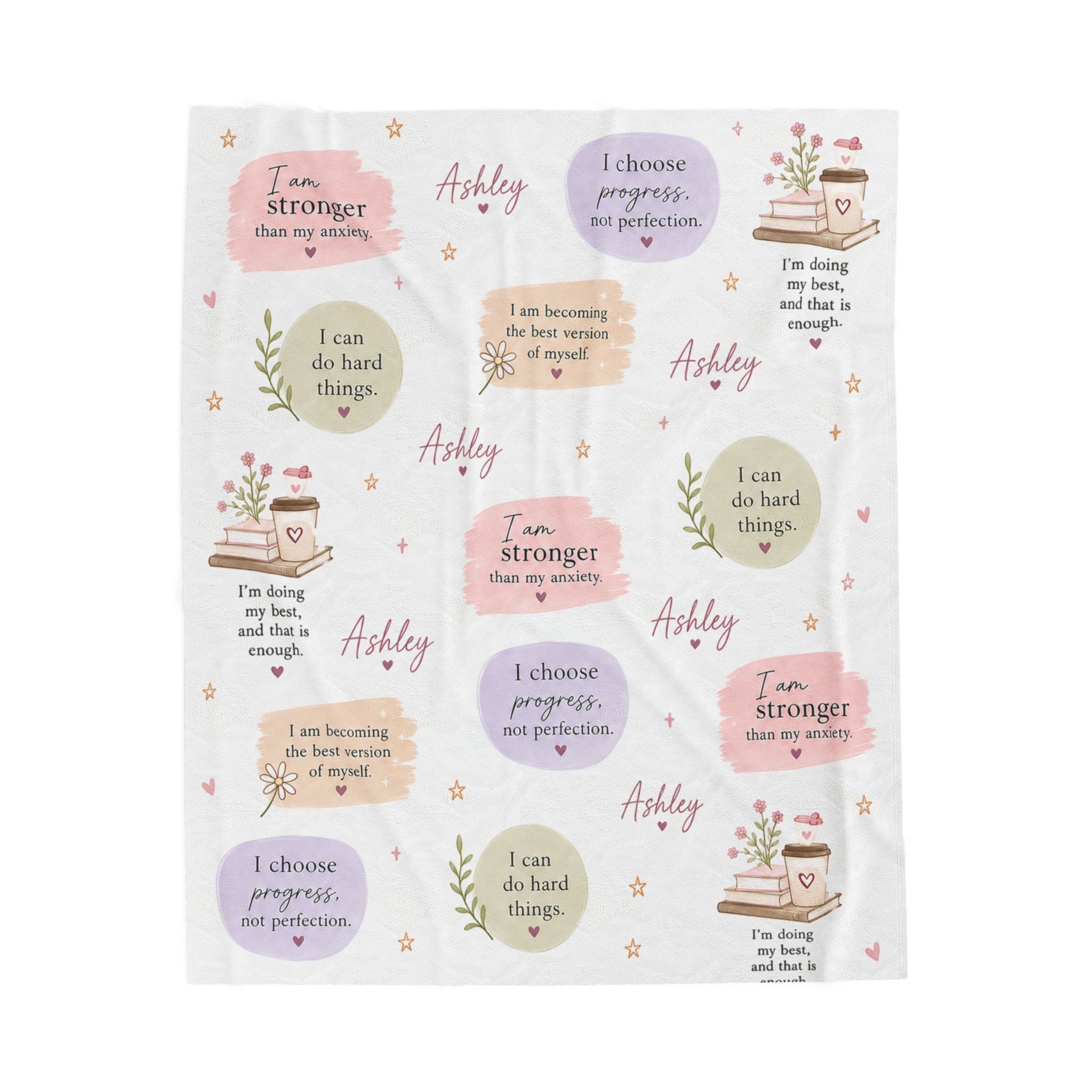 Calming Affirmations blanket | Personalized Name velveteen plush blanket