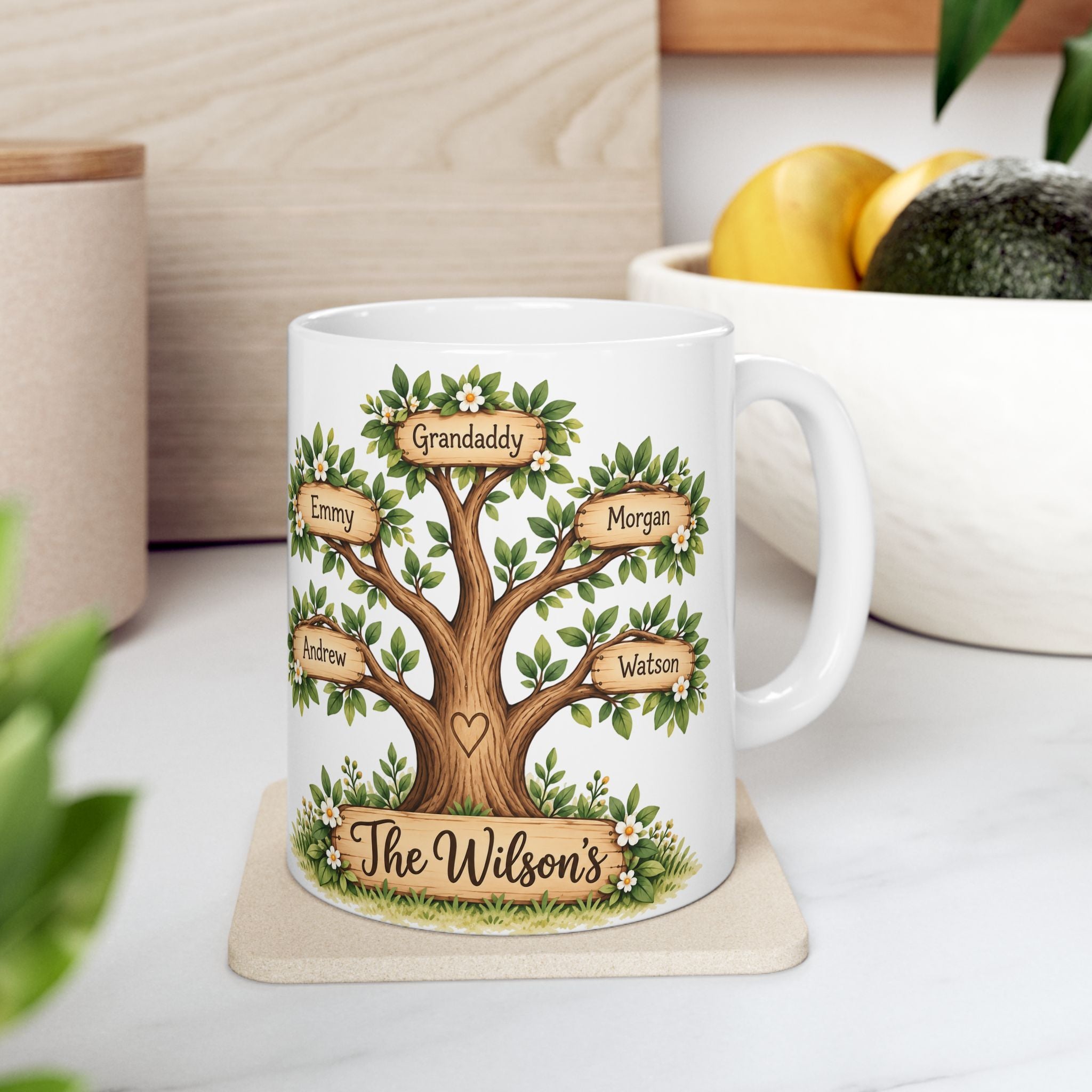 Custom Family Tree Name Mug, Family Personalized Ceramic Name Coffee Cup, Family Name Gift Idea, Grandparent Gift, Parent Gift, Family Gift