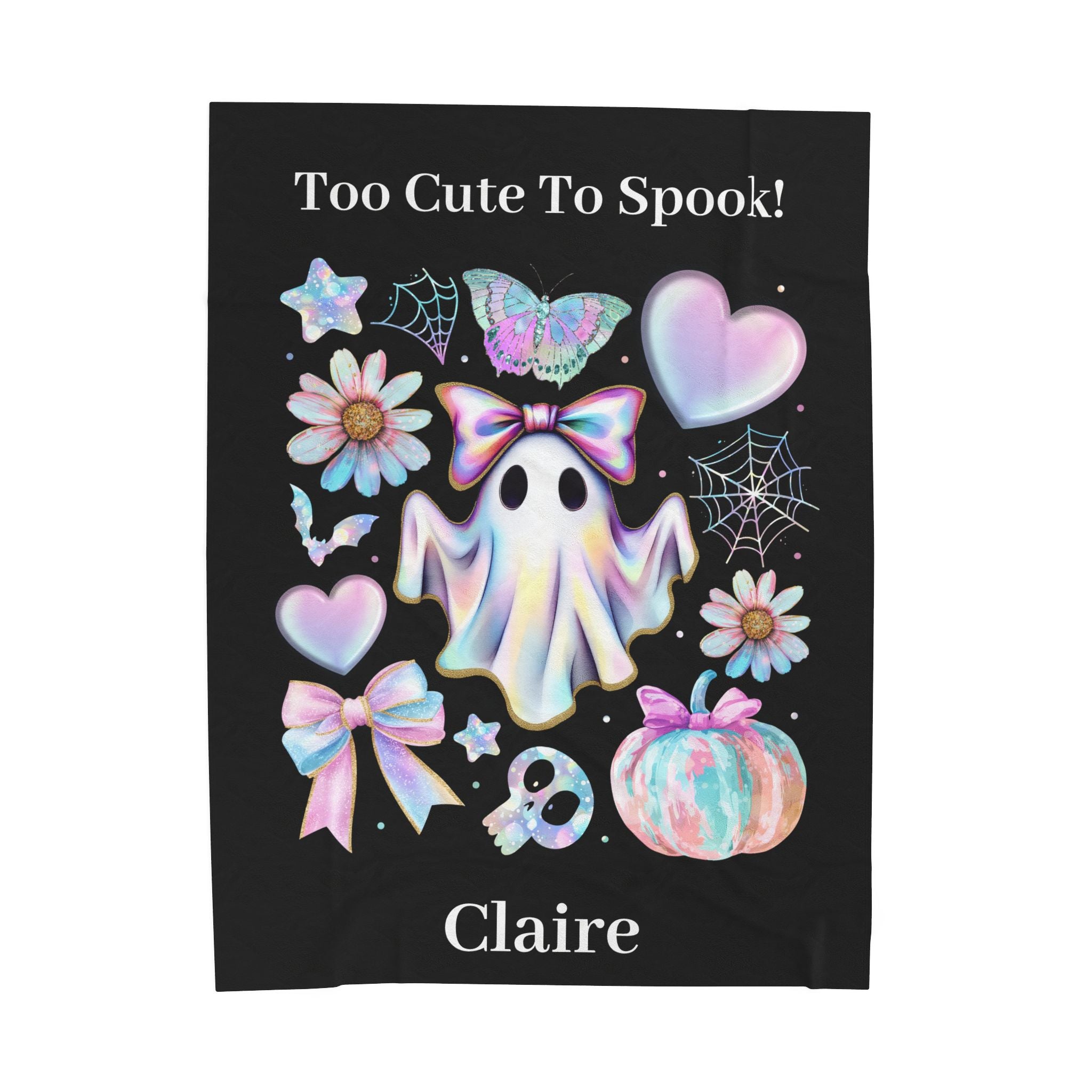 Personalized Pastel Ghost Blanket, Cute Pink Halloween Throw, Girly Spooky Season Gift, Custom Name Cozy Pink Ghost Blanket For Girl, Gift