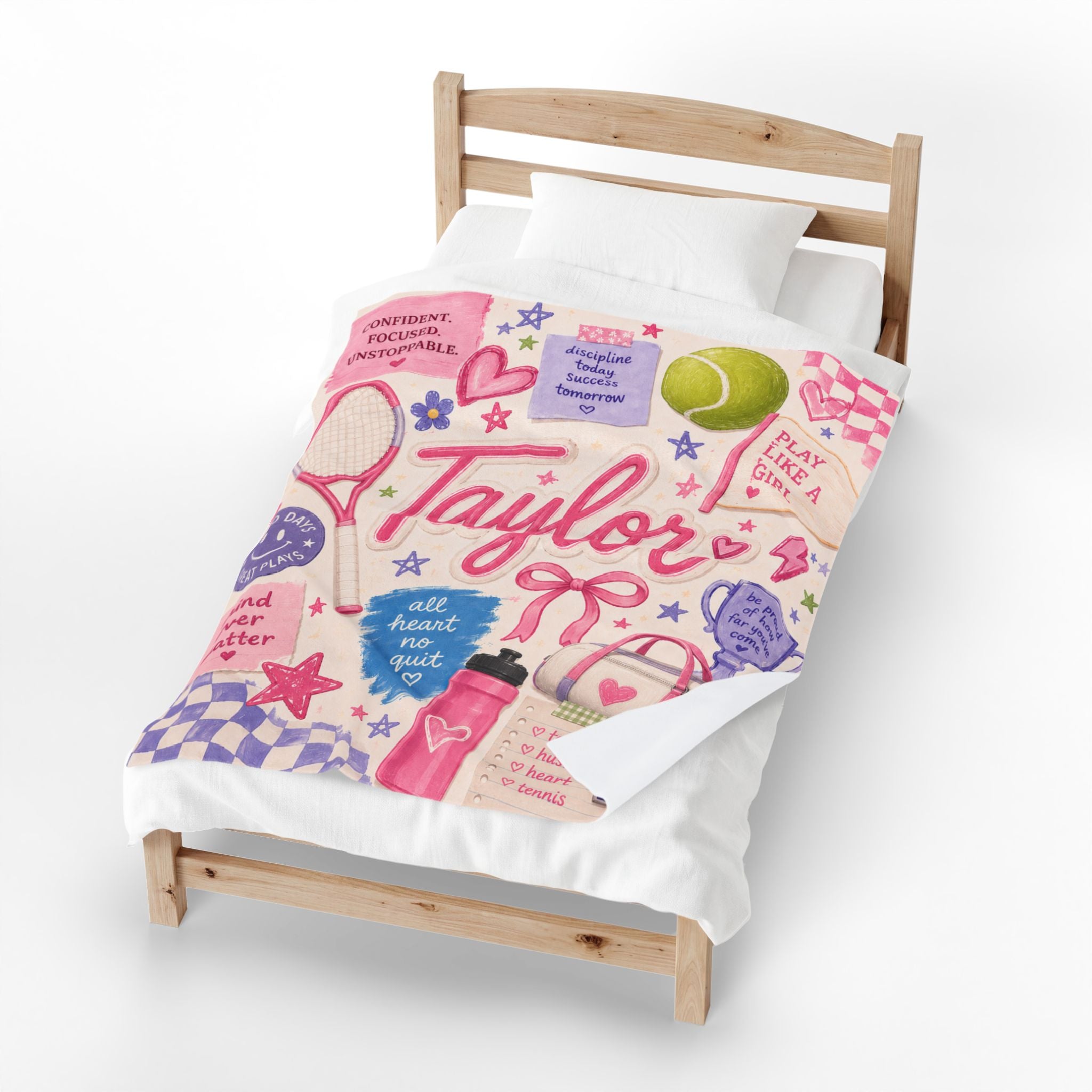 Custom Name Tennis Cozy Blanket For Girl, Teen Girl Tennis Player Blanket, Personalized Tennis Gift Teenage Girl, Girl Tennis Player Gift