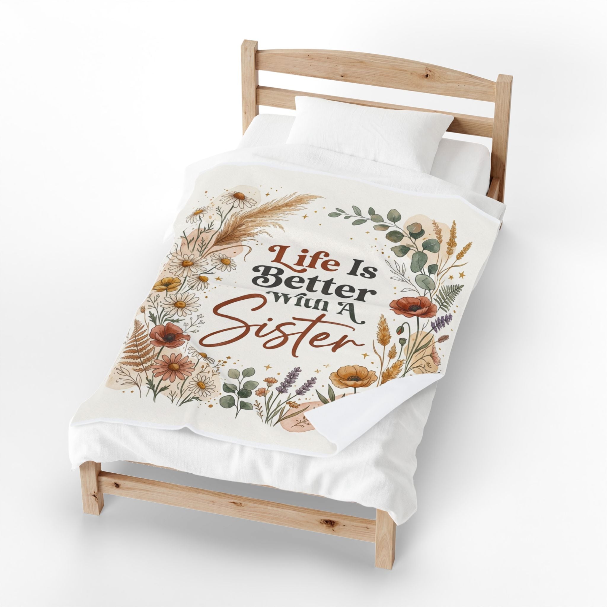 Sister Gift Blanket, Velveteen Blanket for Sister, Boho Sister Gift, Life Is Better With A Sister, Gifts for Sister Blankets
